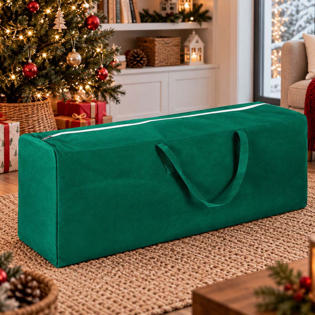 Borsa per albero di natale rettangolare in tnt con maniglie e zip - TNT