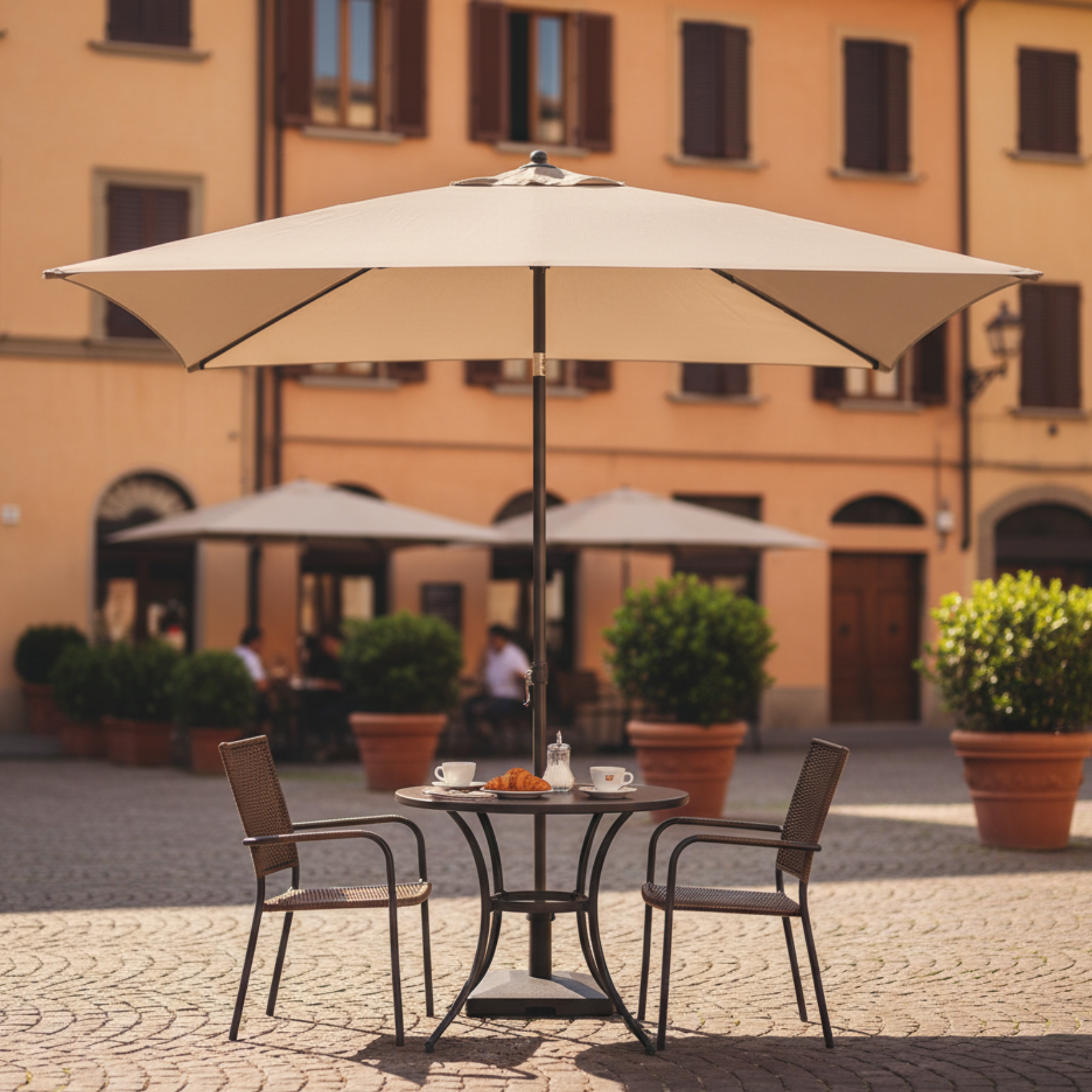 Ombrellone da esterno telo in polistere taupe 180gr palo in alluminio 2x2 m- Nice