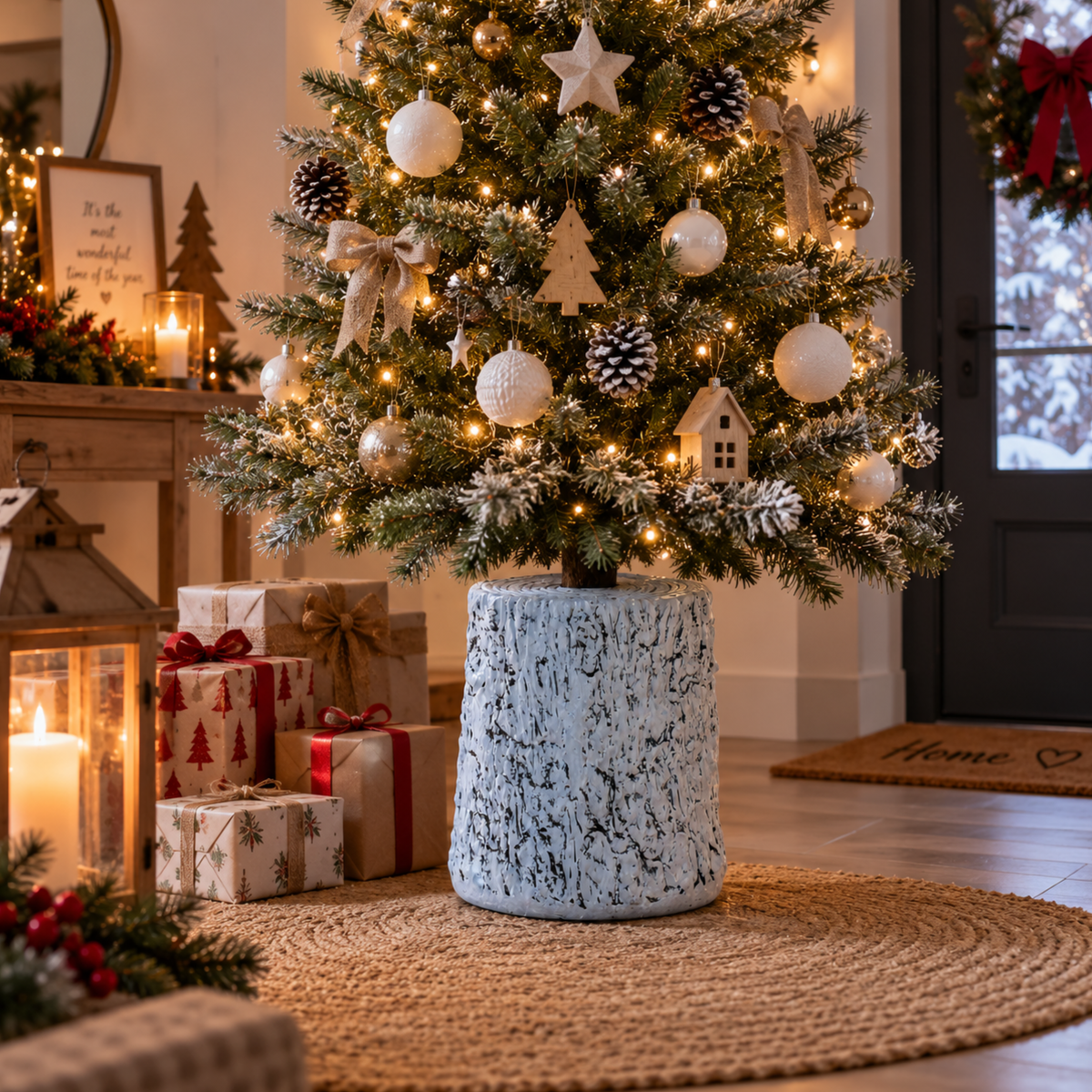Base tronco per albero di natale bianco in metallo e plastica - Bianco