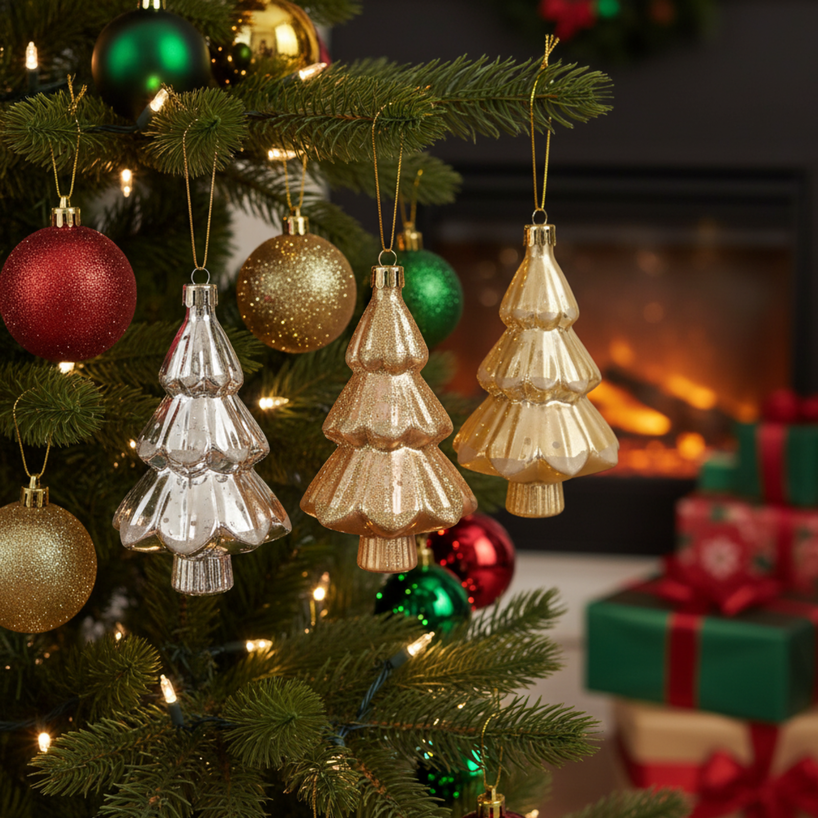 Set 3 Pz Pendagli per albero di natale colorazione assortita