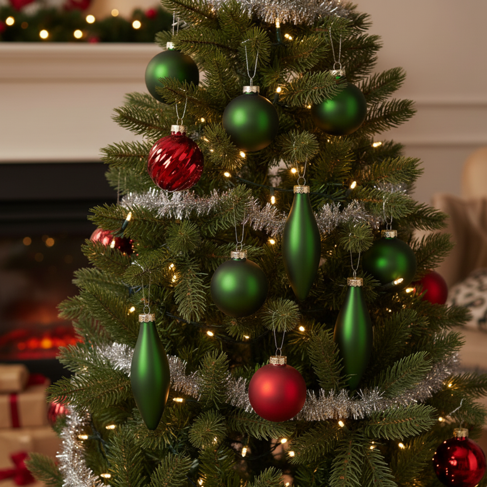 Palline per albero di natale set 10 pz in vetro verde decorazione natalizia