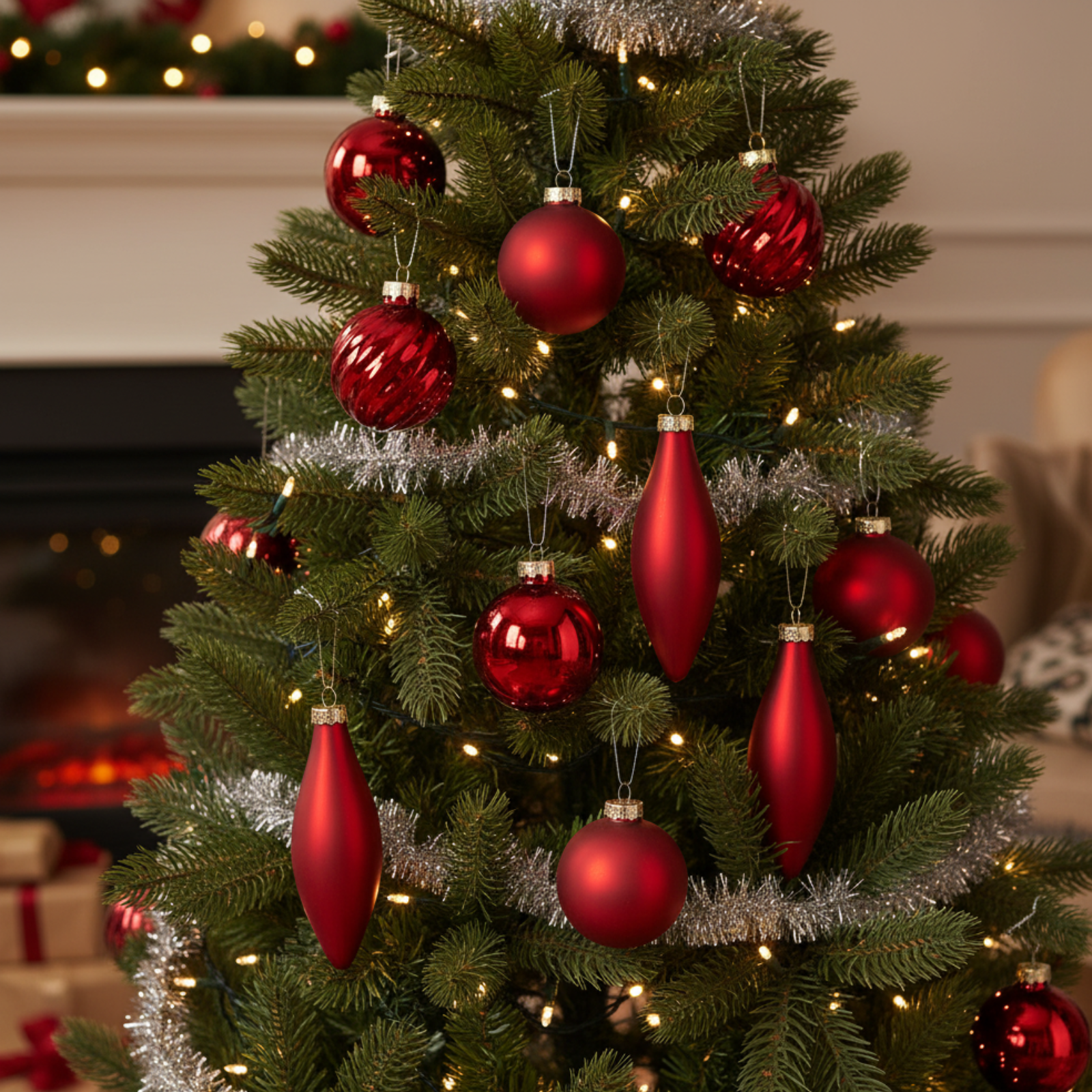Palline per albero di natale set 10 pz in vetro rosso decorazione natalizia