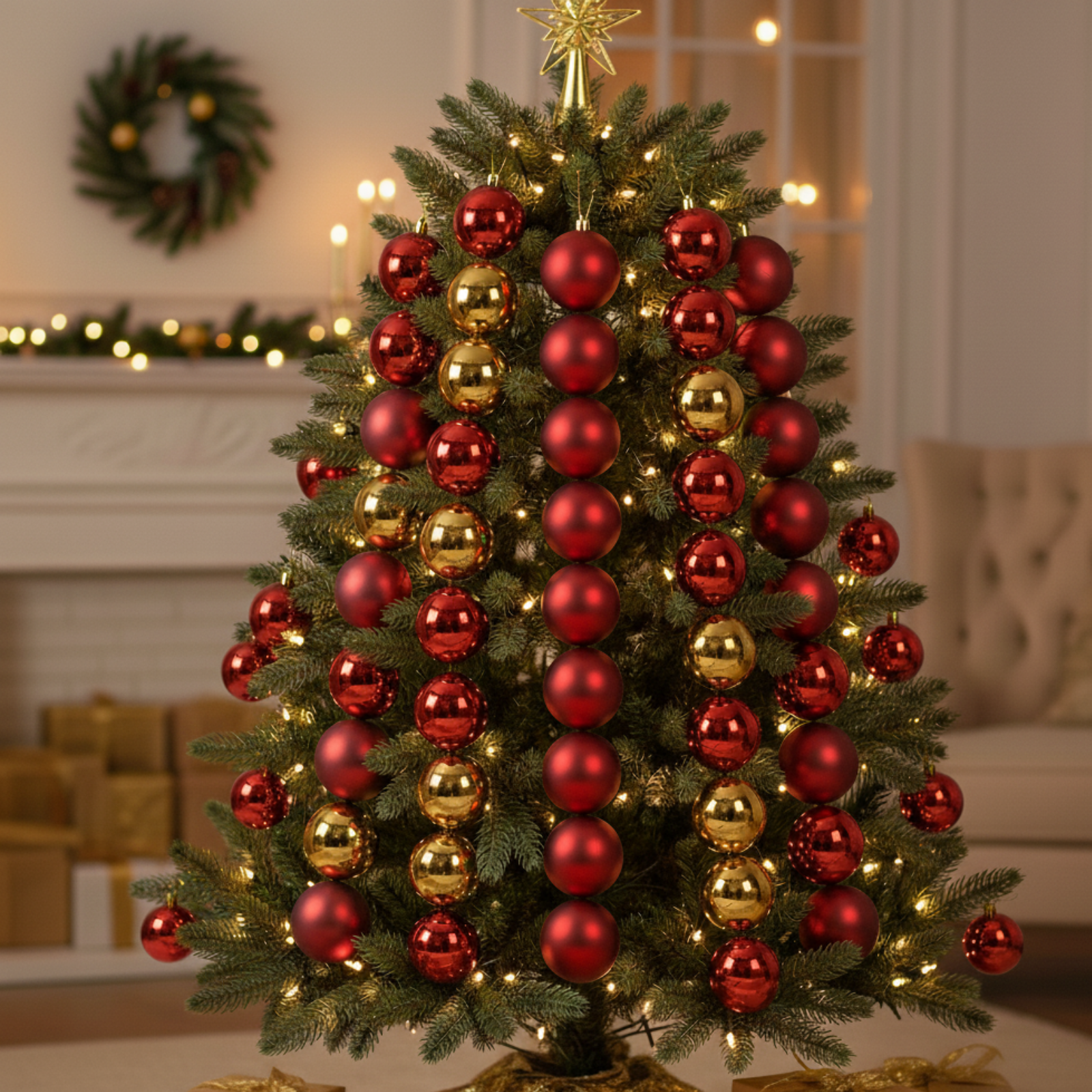 Palline per albero di natale set 9 pz rosso lucido e opaco Ø 4 cm decorazione natalizia