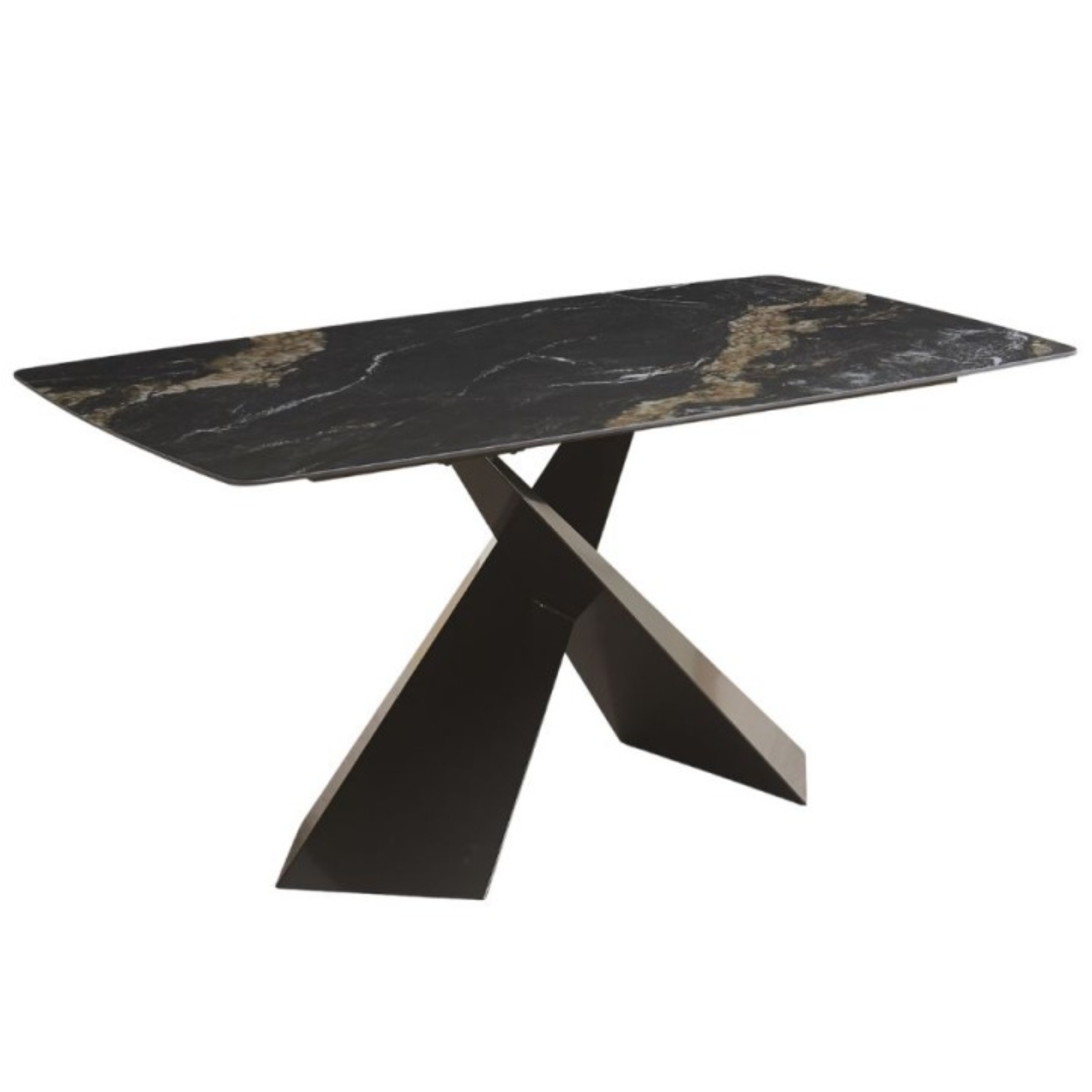 Tavolo da pranzo piano in ceramica effetto marmo opaco e gambe in metallo 160x90 - Jarvi