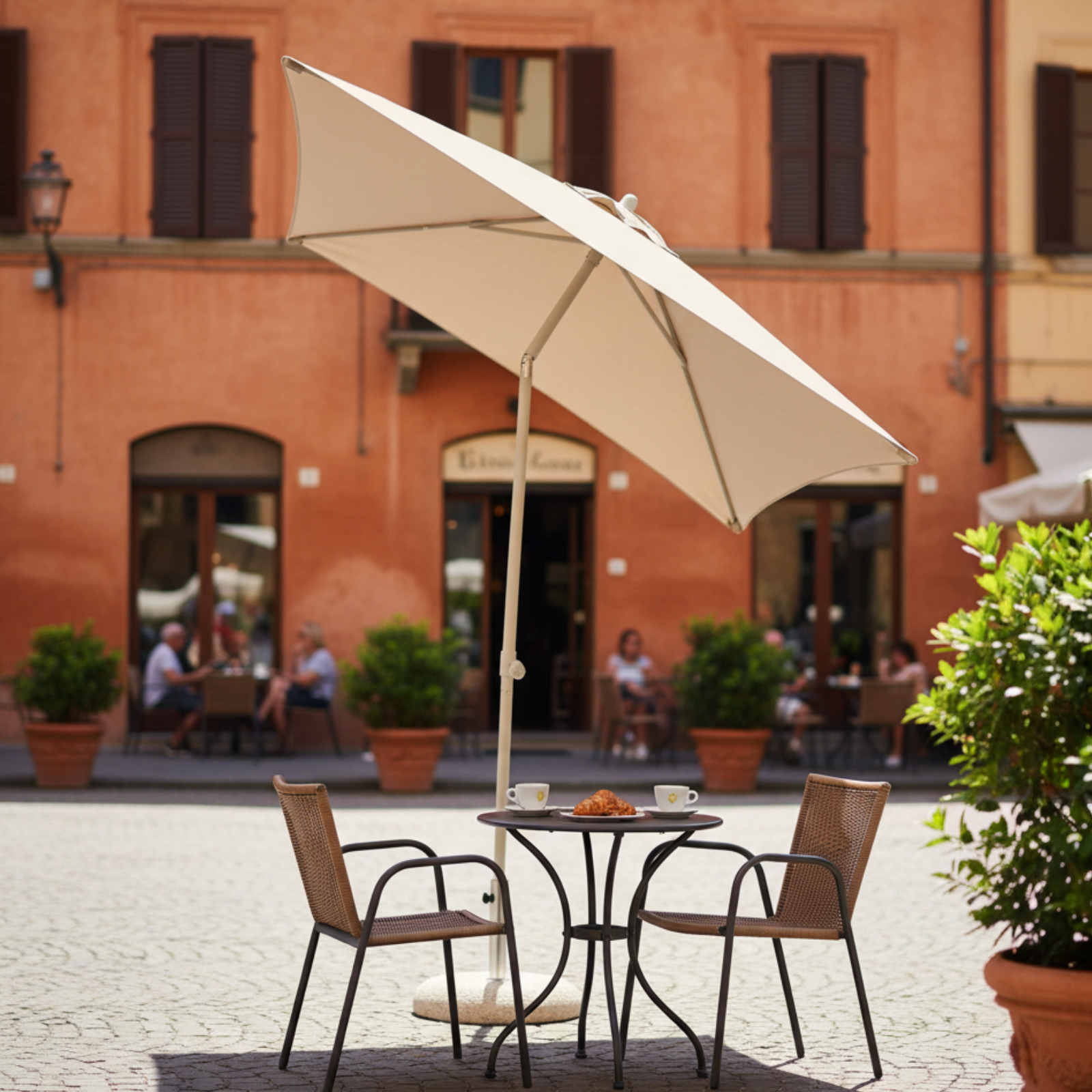 Ombrellone da esterno 2x2 telo in poliestere palo in alluminio tortora - Nice