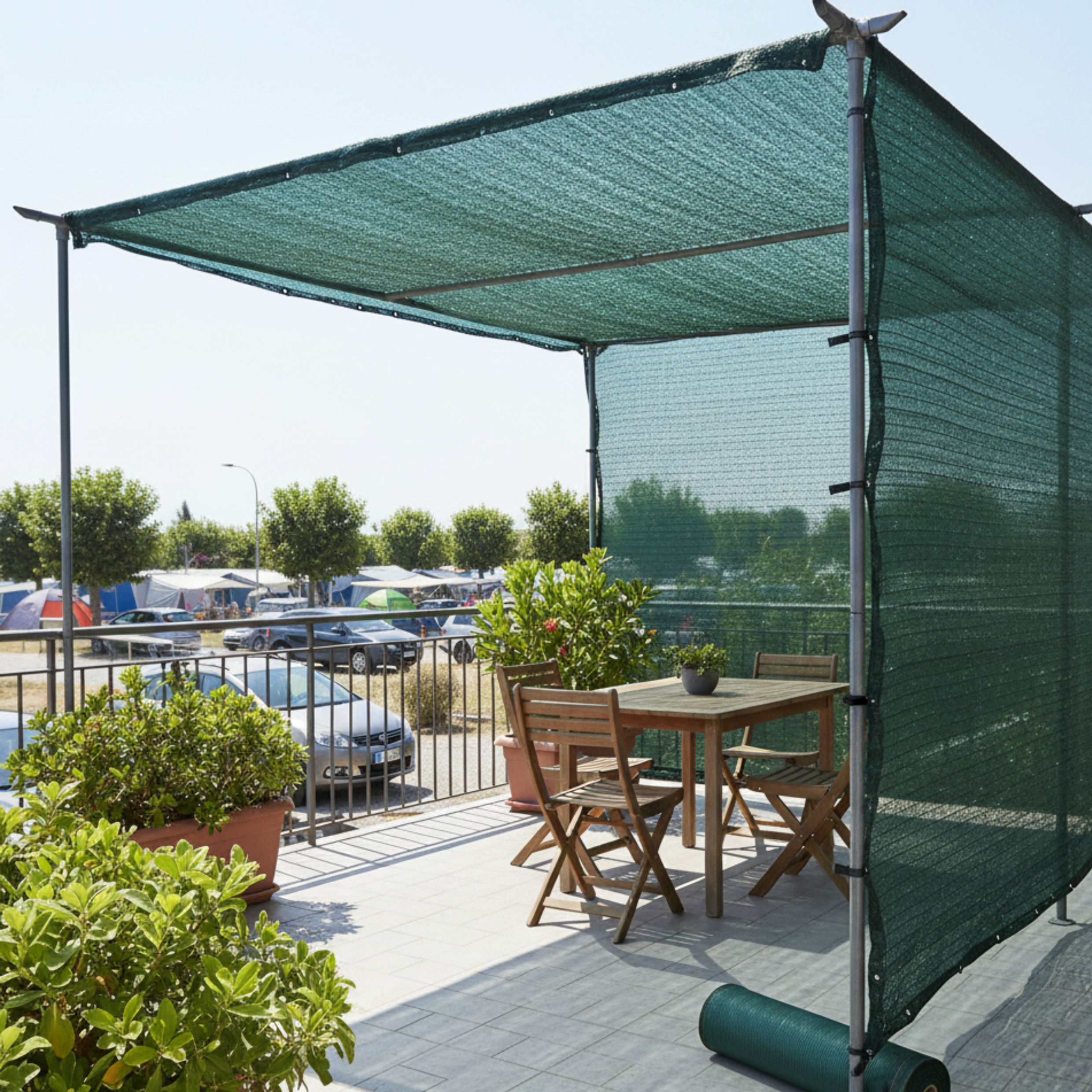 Rete Ombreggiante verde in piattina HDPE 80gr/mq ombra 90% con cimosa e asole