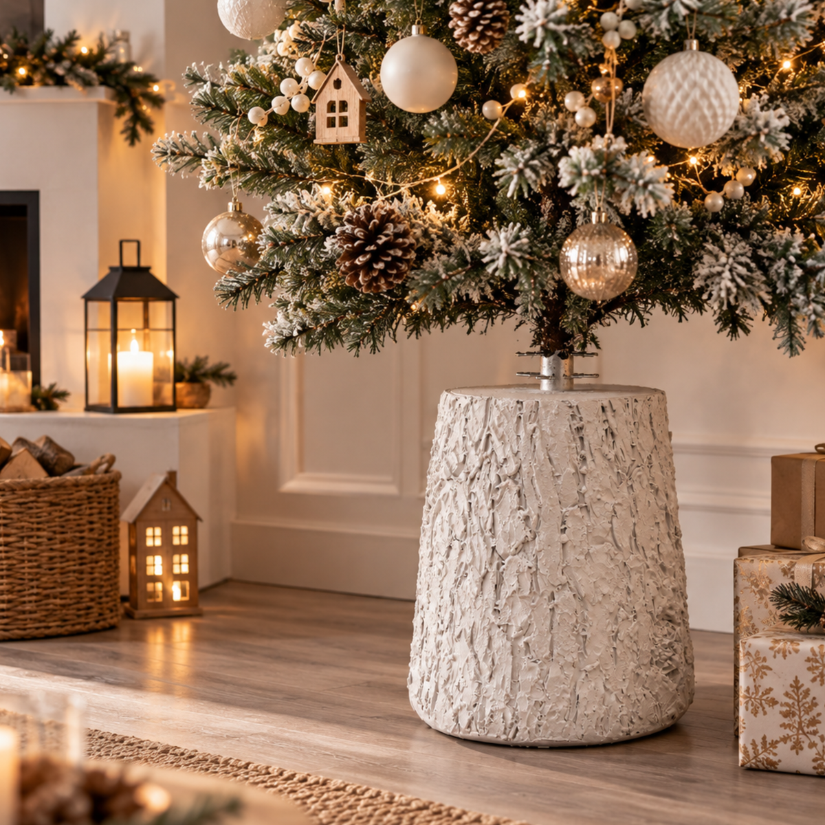 Base tronco supporto bianco per albero di natale - Natura