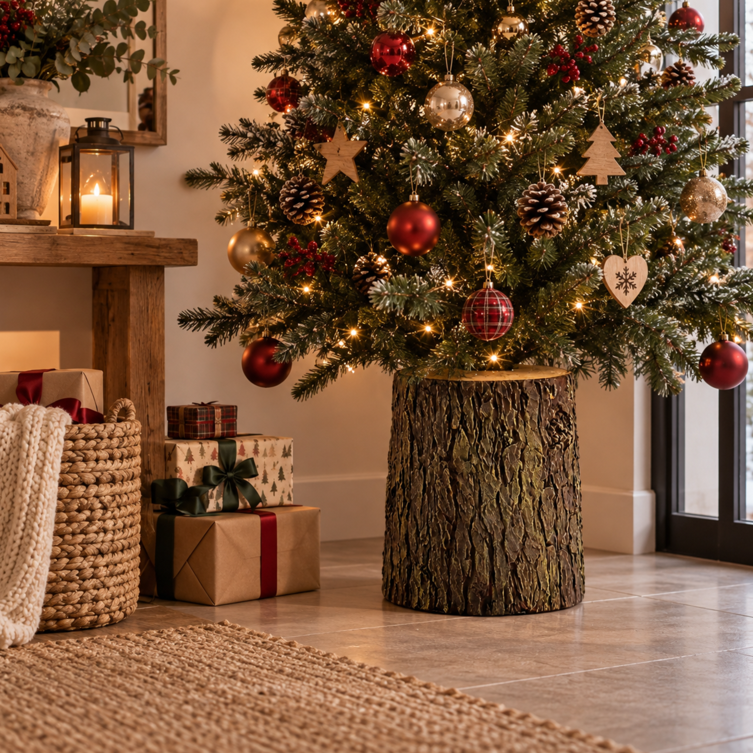 Base tronco supporto marrone per albero di natale - Natura