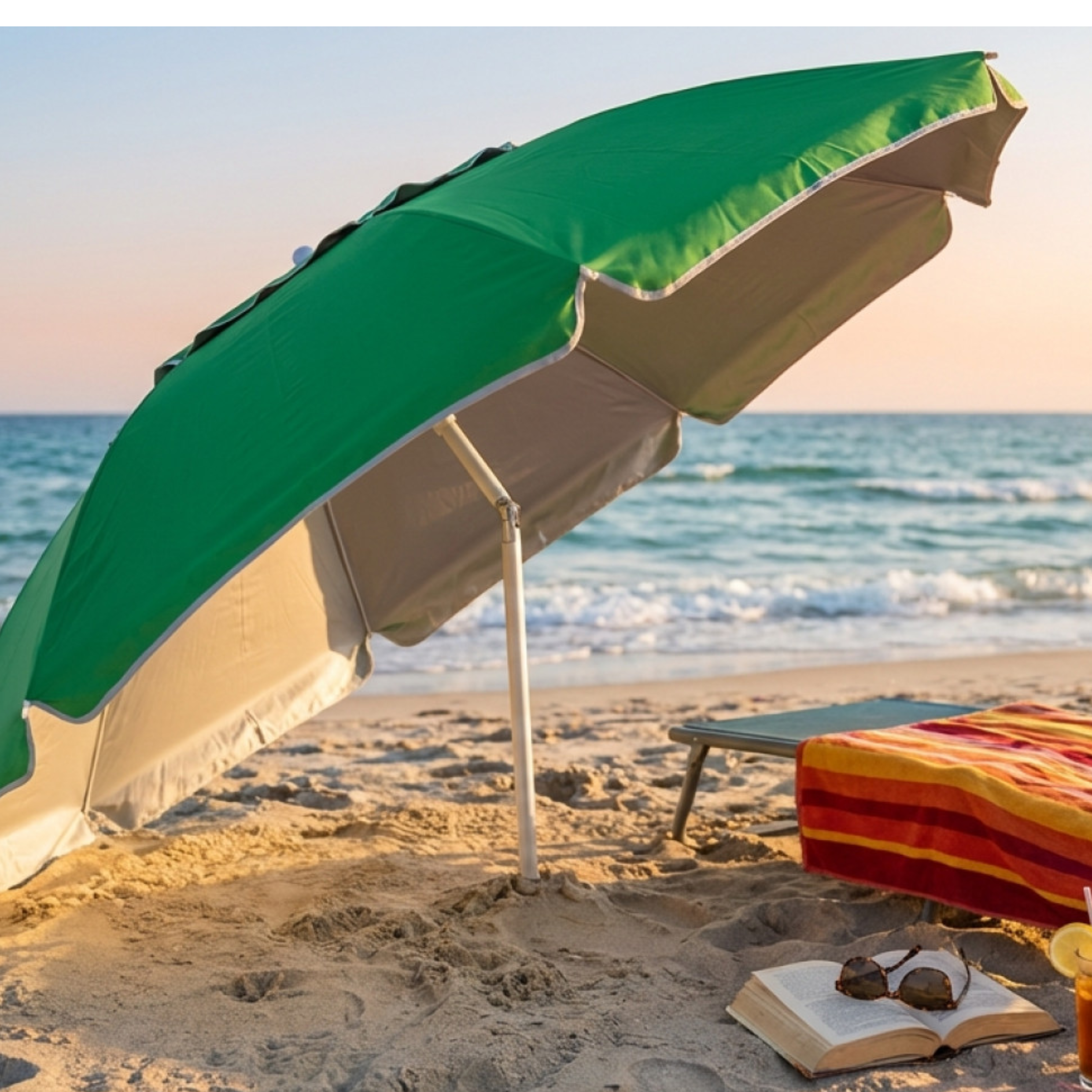 Ombrellone da spiaggia Ø 1,80 cm telo in poliestere assortito palo in alluminio