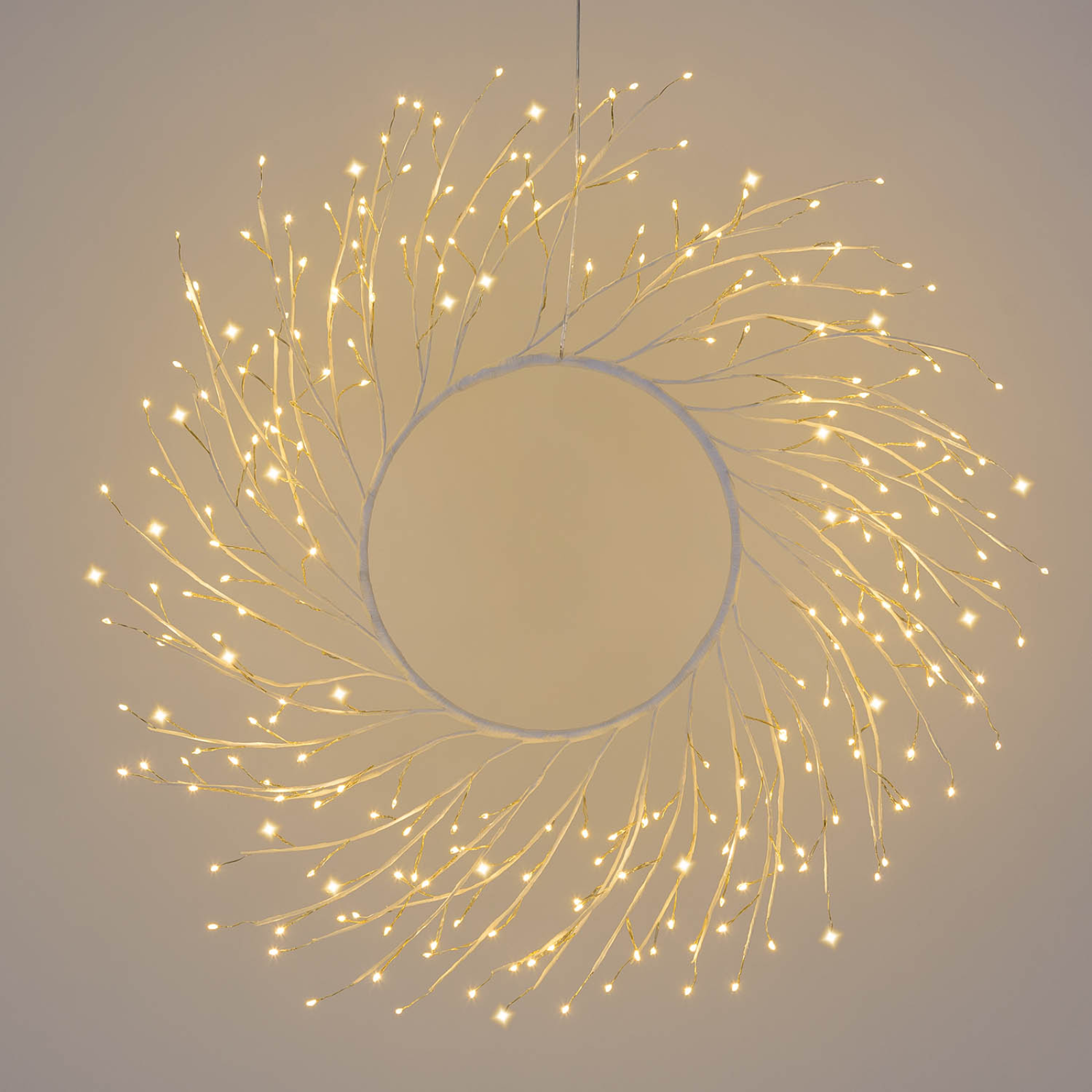 Corona luminosa tiglio bianco con luce led uso interno o esterno decorazione natalizia