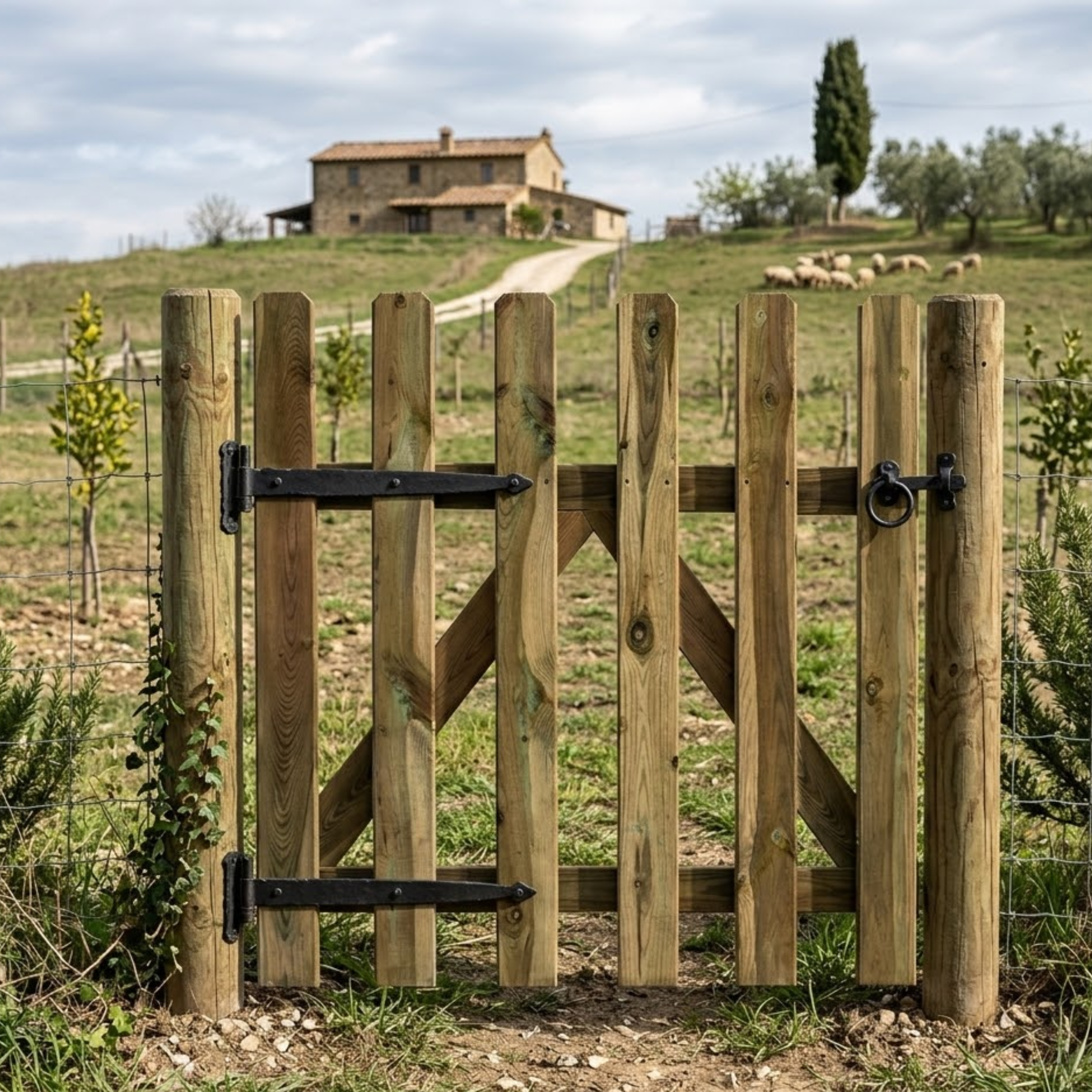 Cancello in legno di pino fresco impregnato in autoclave 100x100 cm