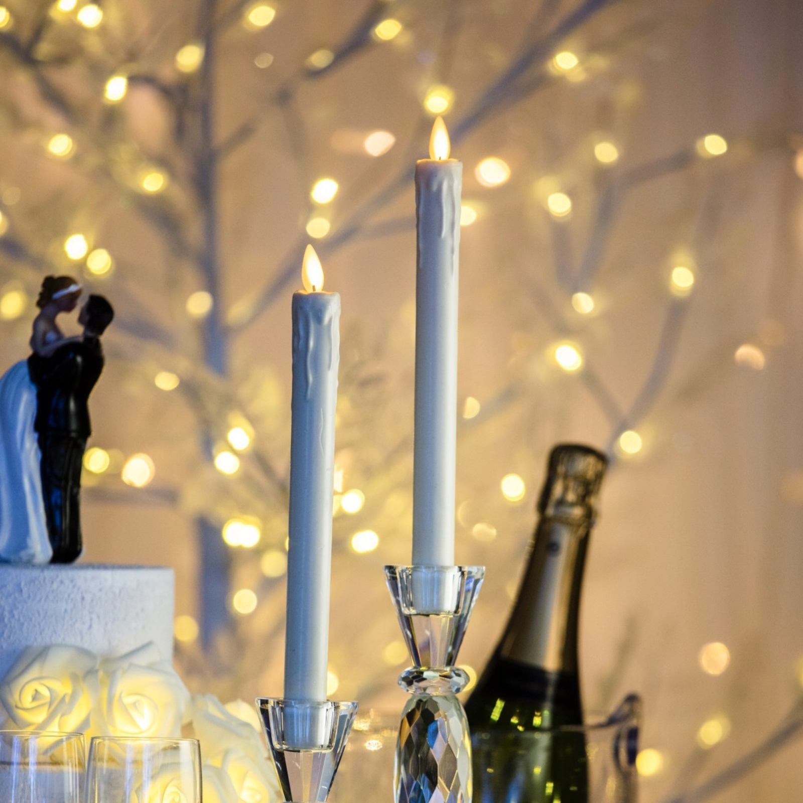 Candele luminose led bianco caldo H 23 cm decorazione natalizia