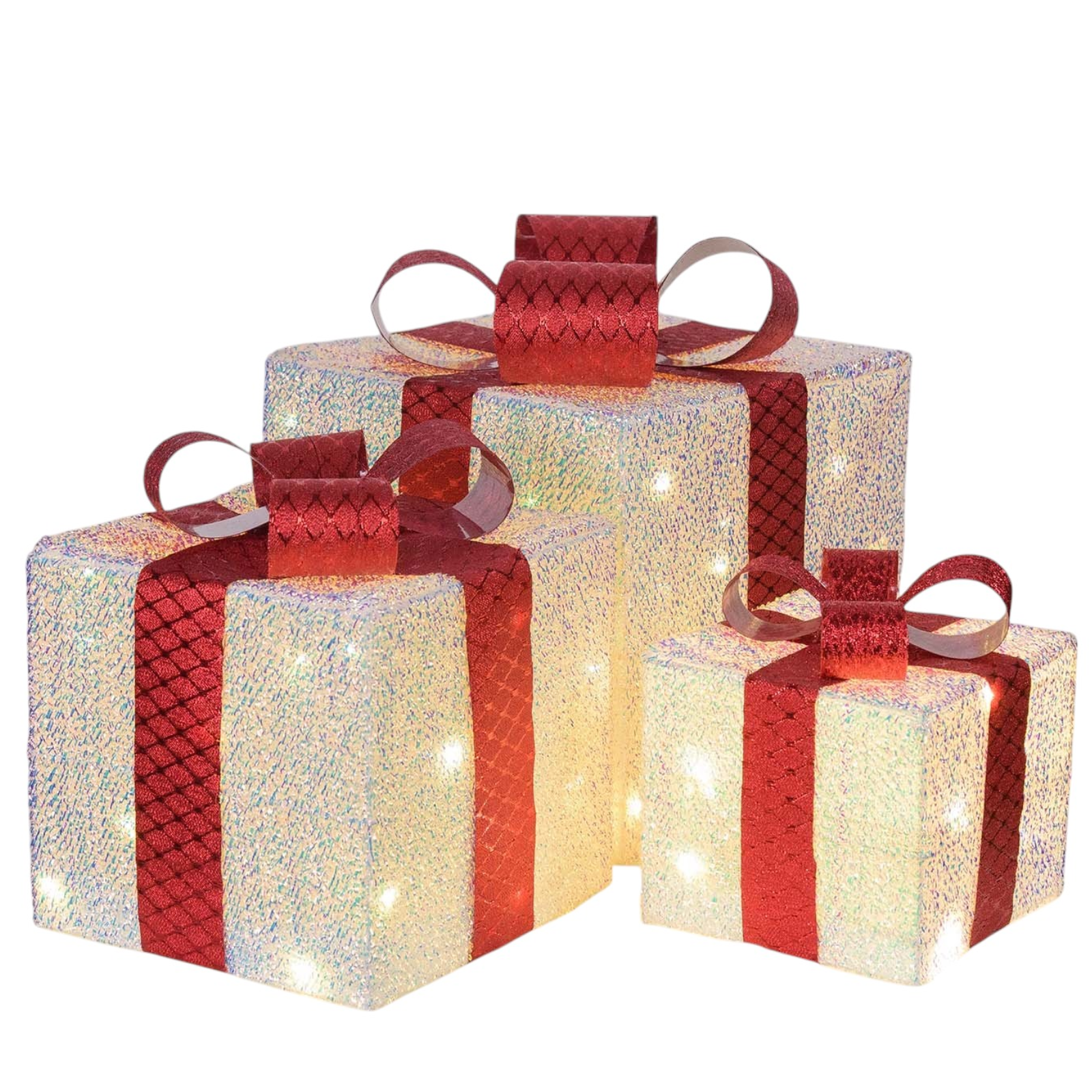 Set di 3 pacchi regalo con luci led bianco caldo decorazioni natalizie