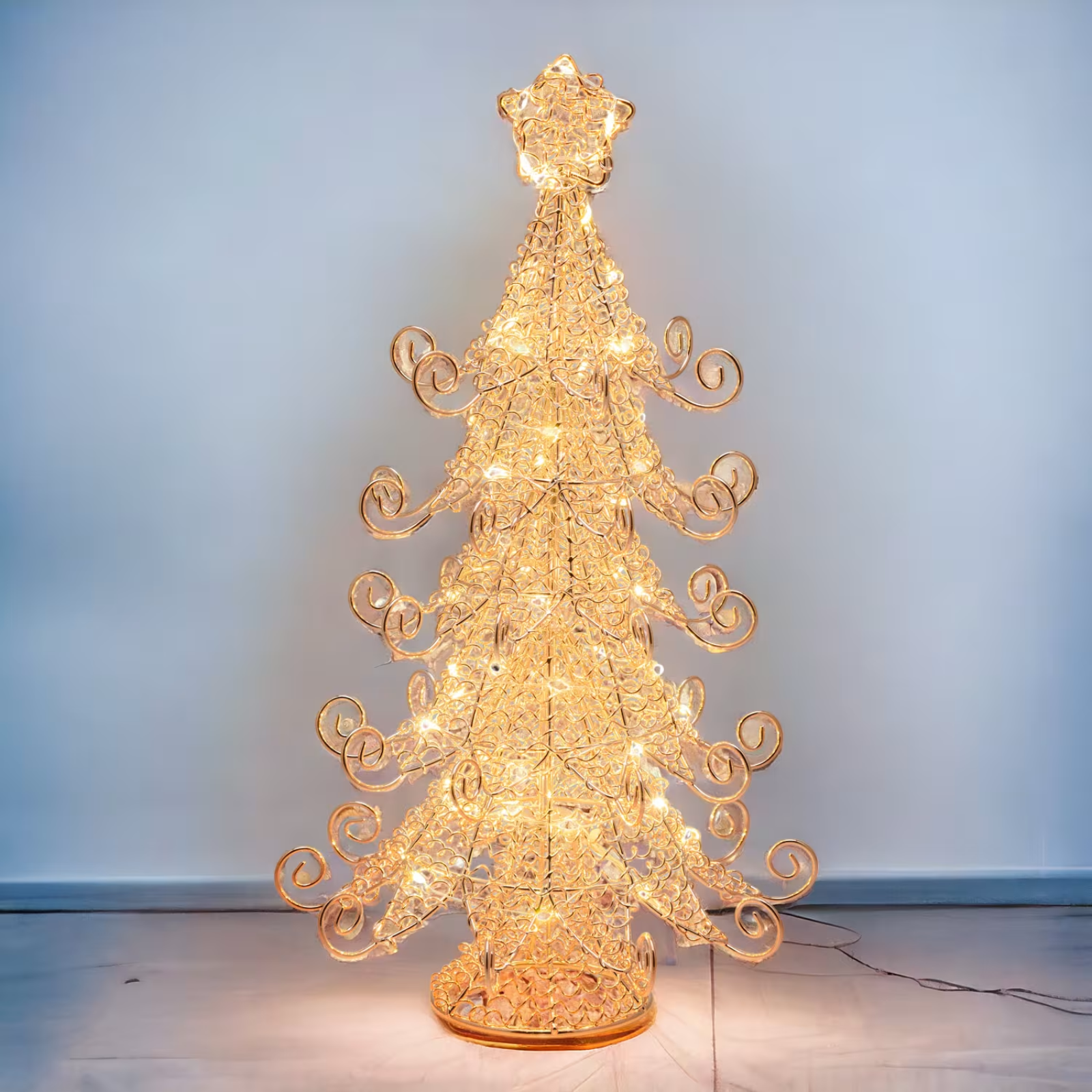Albero di natale luminoso in metallo H35cm 55 microled bianco caldo