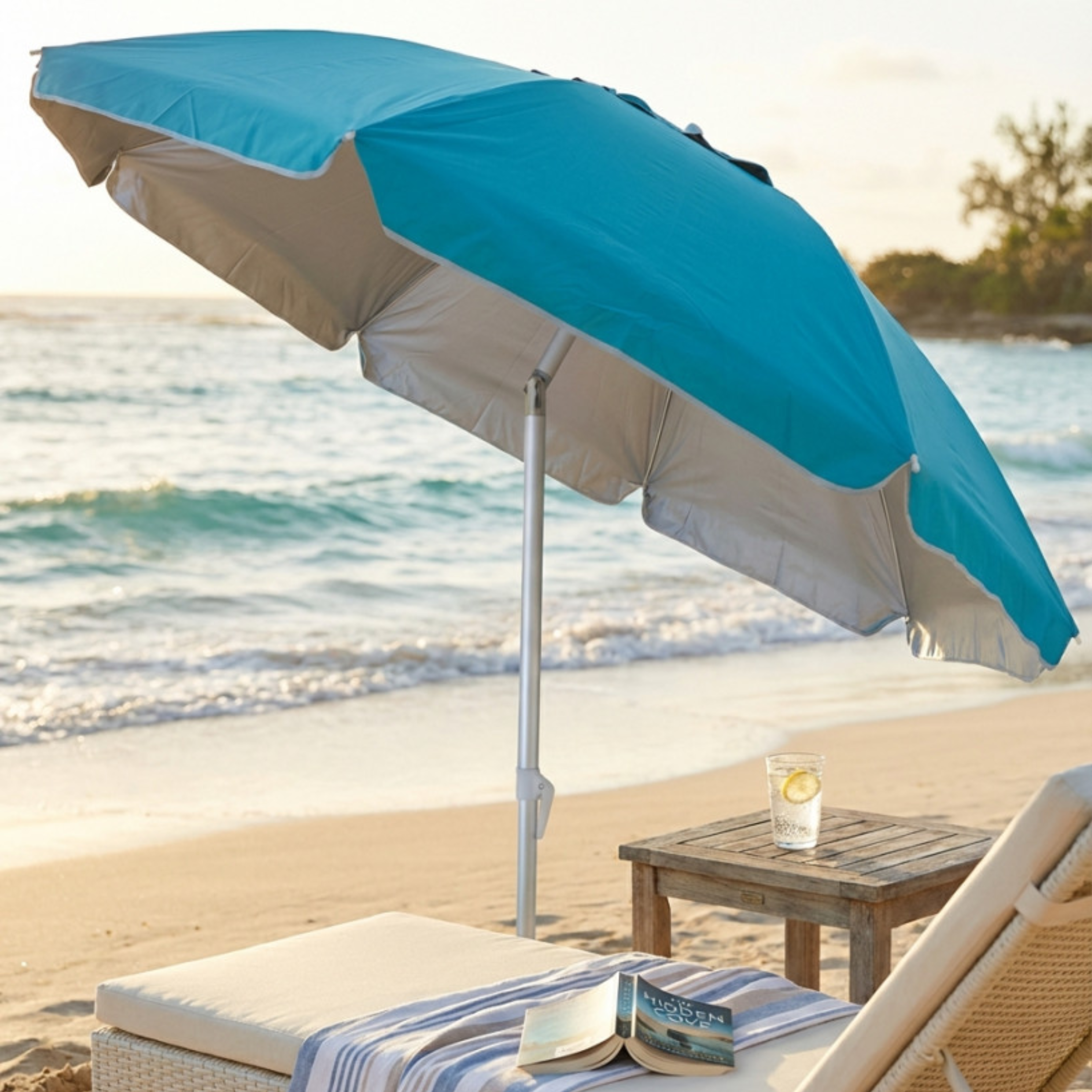 Ombrellone da Spiaggia Ø 200 cm Telo in Poliestere 120gr Colorazione Assortita Palo in Alluminio