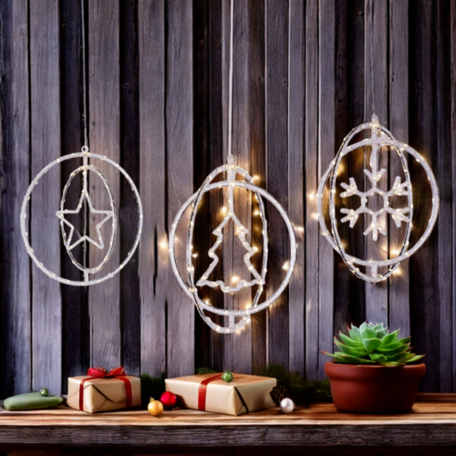 Pendente natalizio luminoso ø32cm assortito con gancio regolabile per uso interno