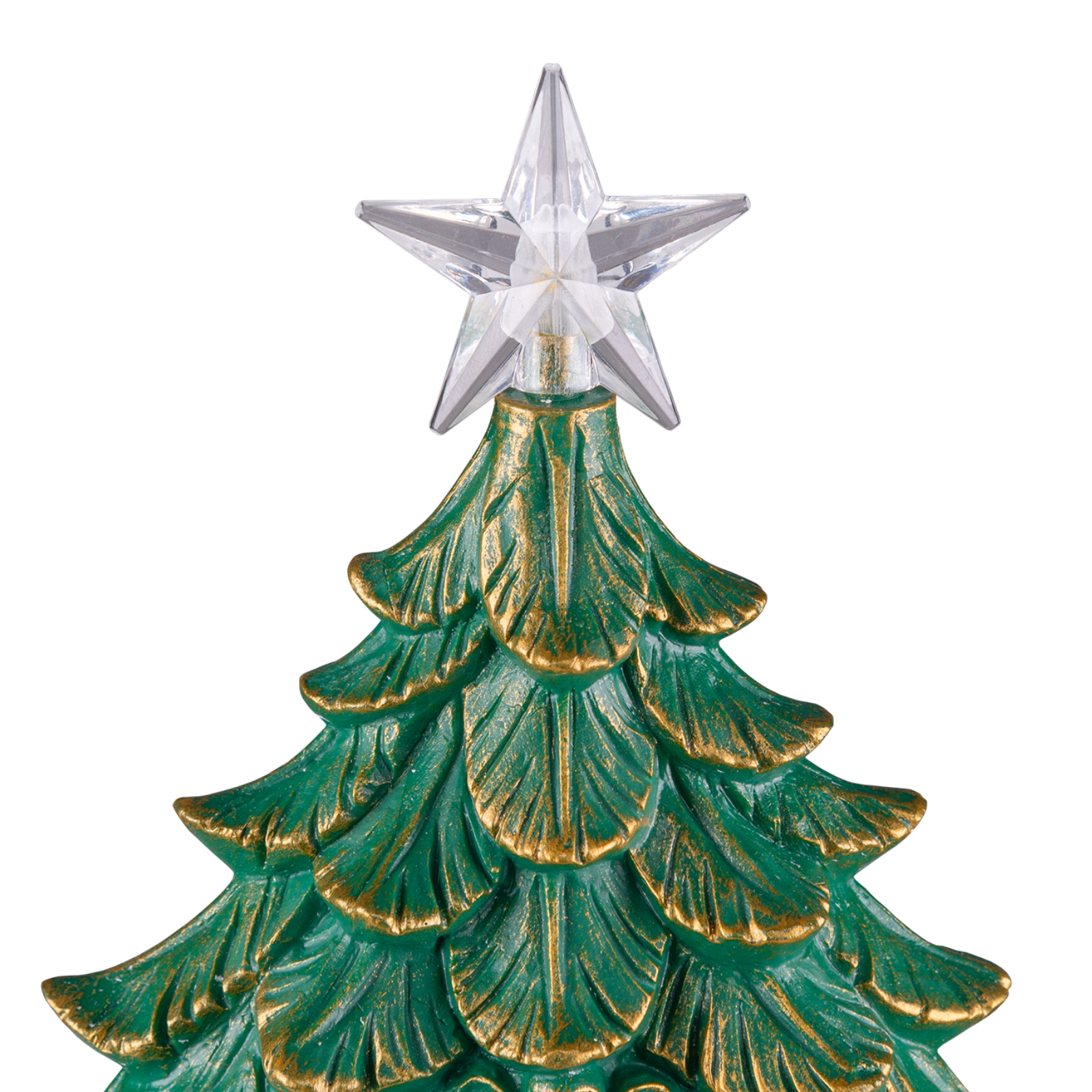 Alberello di natale decorazione natalizia luminosa verde e oro H26 cm