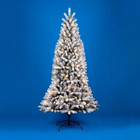 Albero di natale innevato con luci led in PE + PVC - Montecarlo Floccato