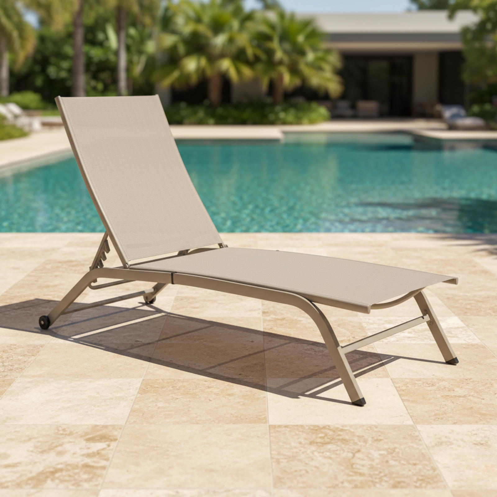 Lettino prendisole struttura in acciaio seduta in textilene design moderno - Copacabana