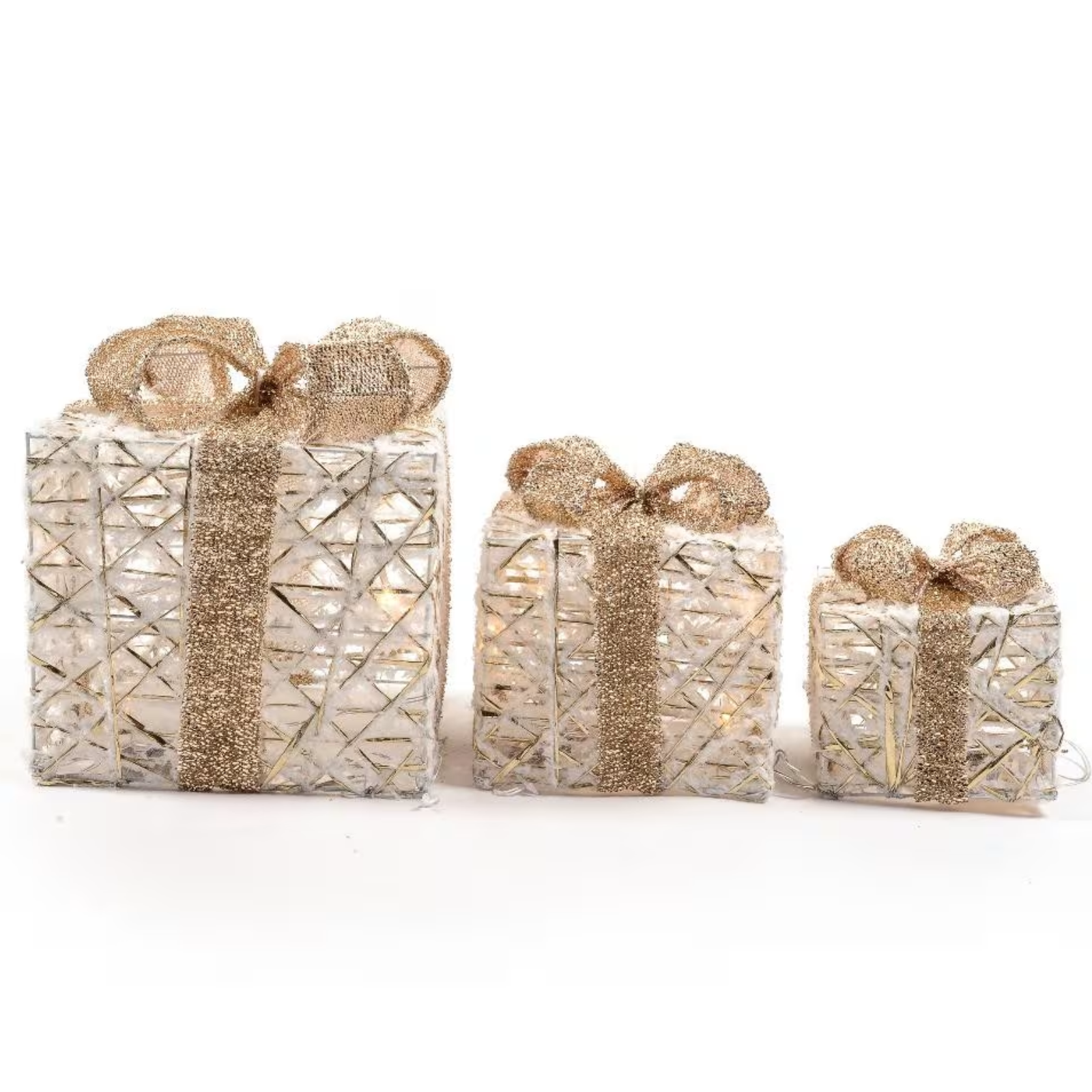Set di 3 pacchi regalo con luci led decorazioni natalizie