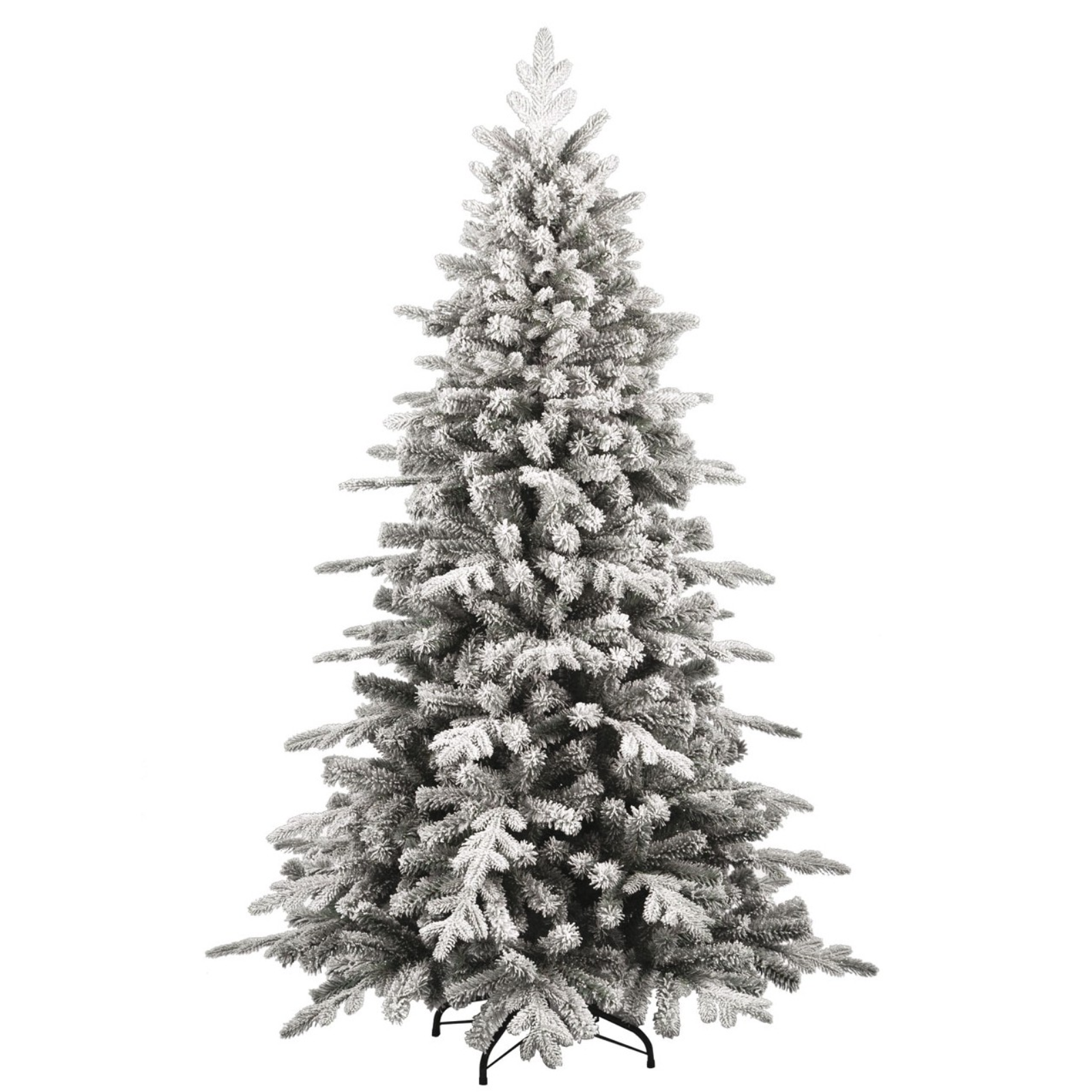 Albero di natale floccato artificiale in PE e PVC folto base in metallo - Orion