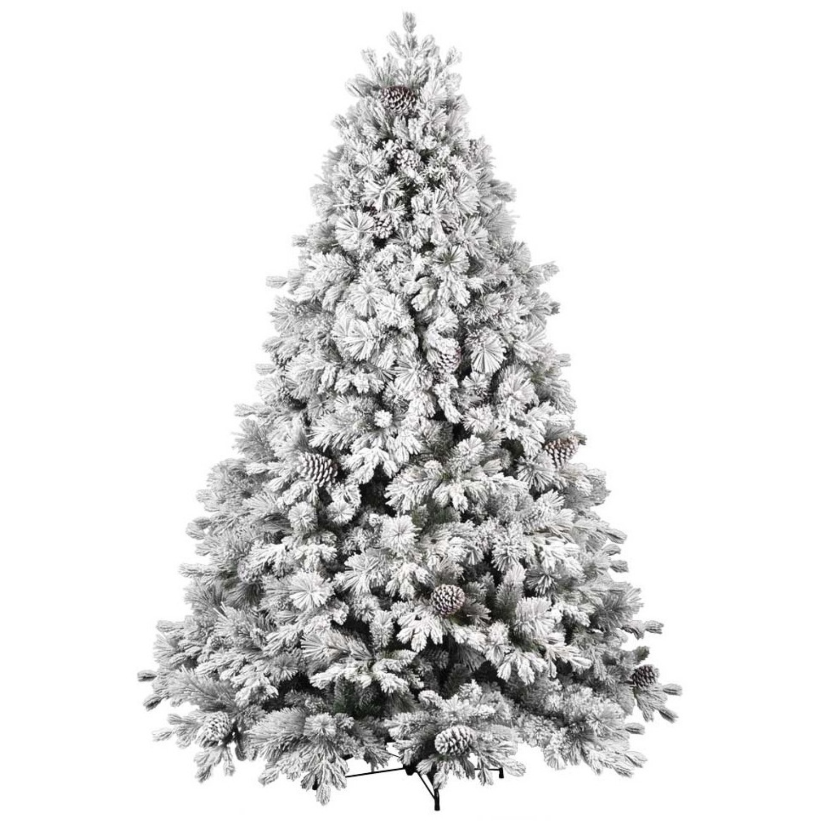 Albero di natale innevato folto in PE/PVC/PP effetto real touch con pigne - Stelle