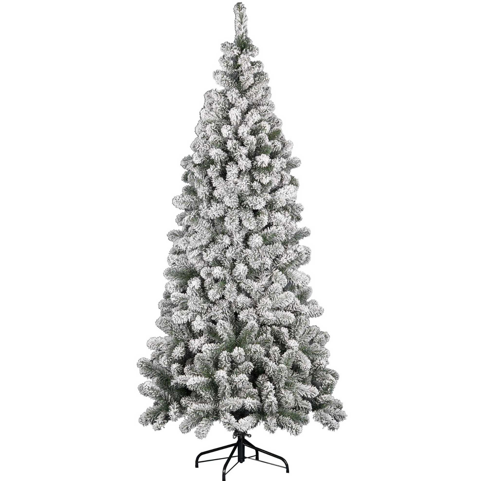 Albero di natale innevato arficiale in PVC con base in metallo montaggio a ombrello - Borealis