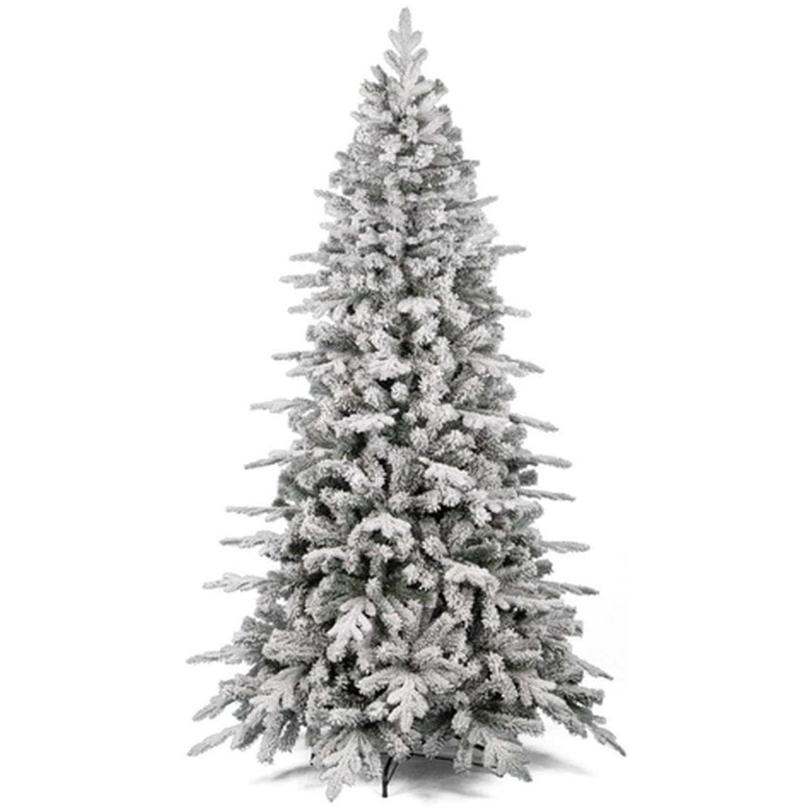 Albero di natale innevato artificiale in PE + PVC base a croce in metallo - Imperia