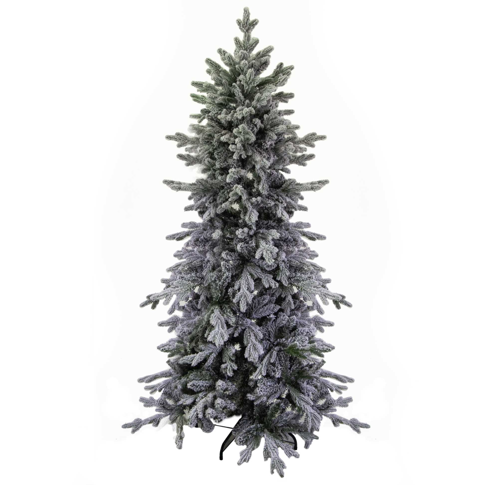 Albero di natale innevato slim artificiale folto in PVC e PE struttura in metallo apertura a ombrello - Grinch innevato