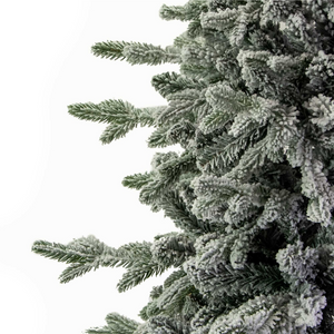 Albero di natale innevato slim artificiale folto in PVC e PE struttura in metallo apertura a ombrello - Grinch innevato