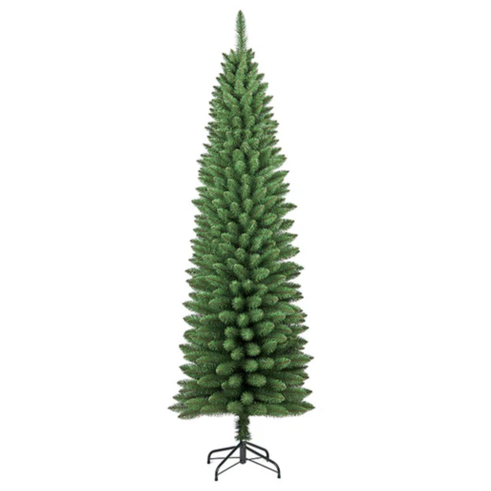 Albero di natale slim artificiale in PVC con base in metallo apertura a pencil - Glowy