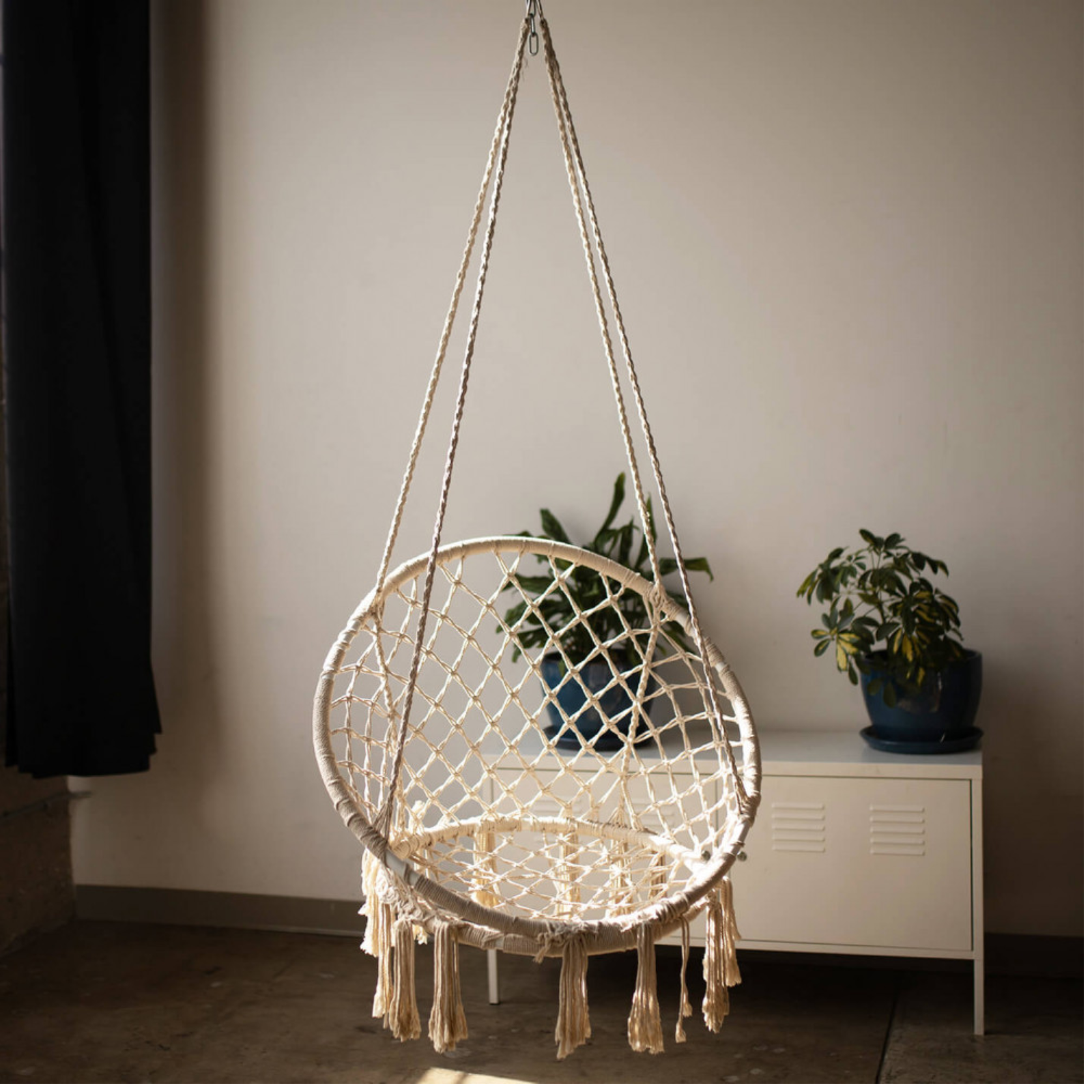 Amaca sospesa in corda di cotone beige - Round