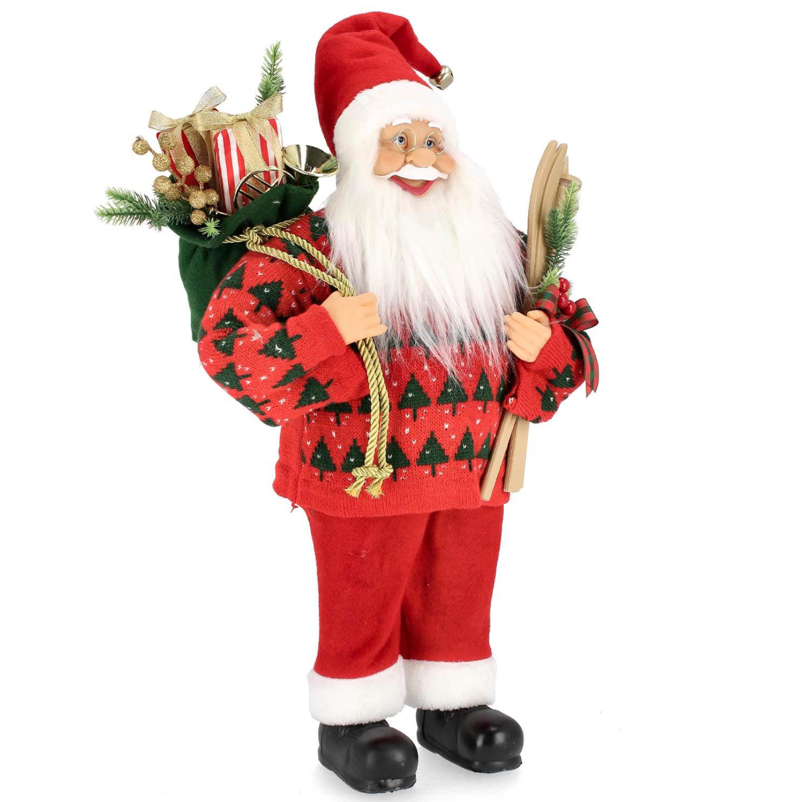 Babbo Natale in metallo e poliestere H60 cm decorazione natalizia