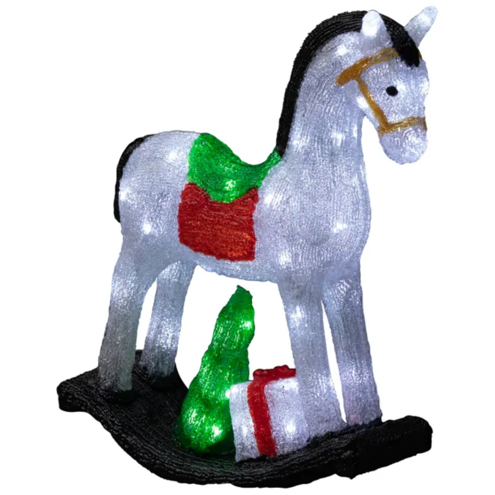 Cavallo a dondolo luminoso 70 Led bianco freddo decorazione natalizie da esterno