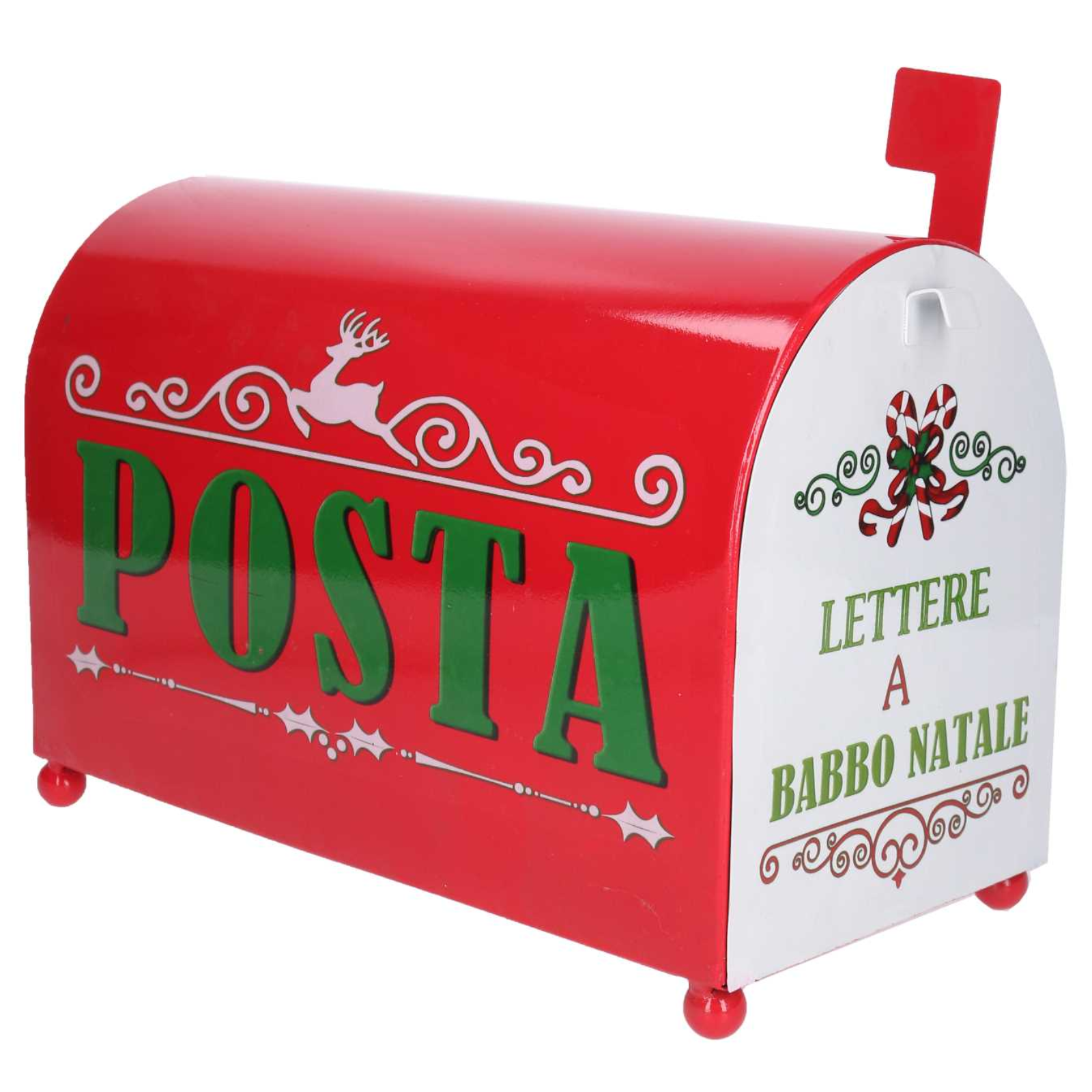 Cassetta postale americana per lettera a babbo natale in metallo rosso - H 22 cm