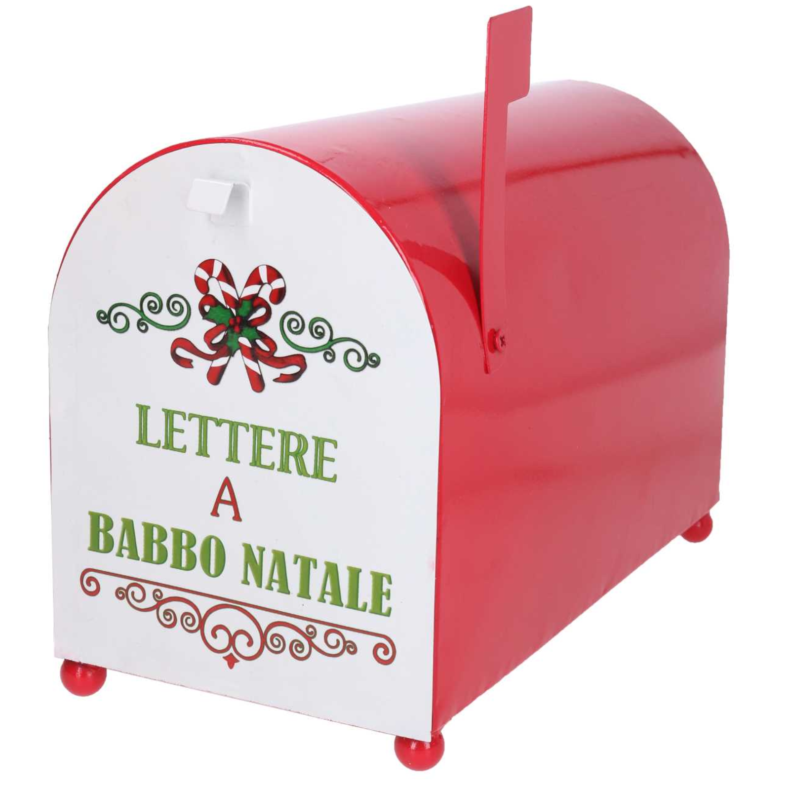 Cassetta postale americana per lettera a babbo natale in metallo rosso - H 22 cm