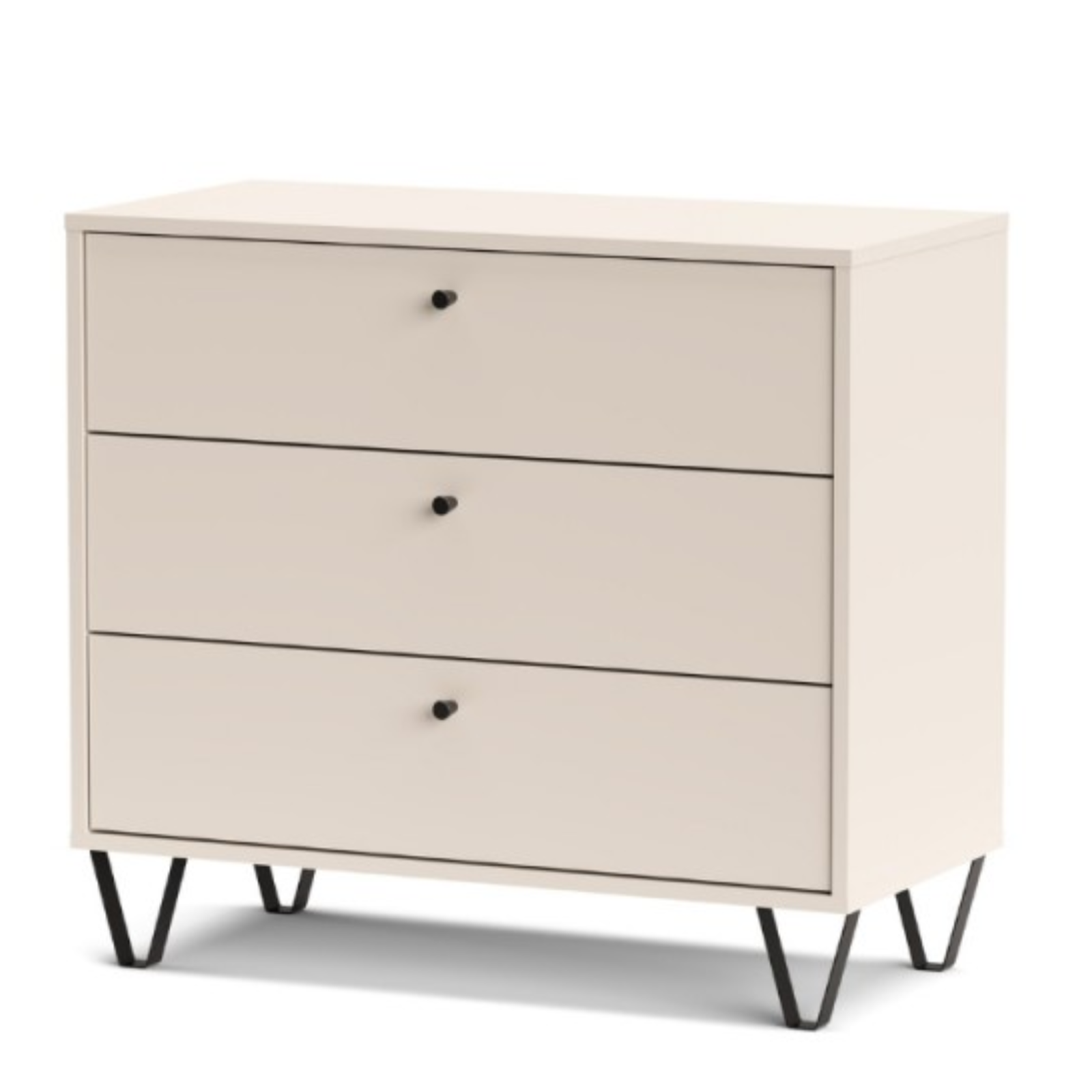 Cassettiera design moderno 84x75H in legno bianco con 3 cassetti scorrevoli - Aldo