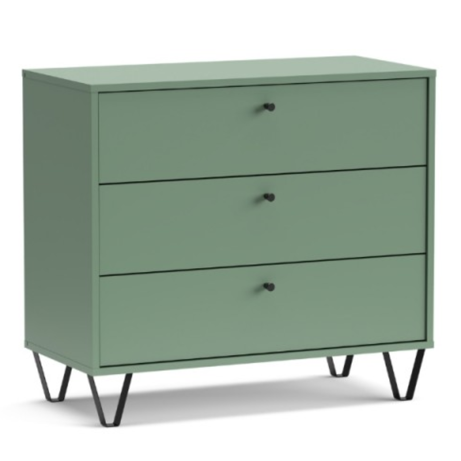 Cassettiera design moderno 84x75H in legno verde con 3 cassetti scorrevoli - Aldo