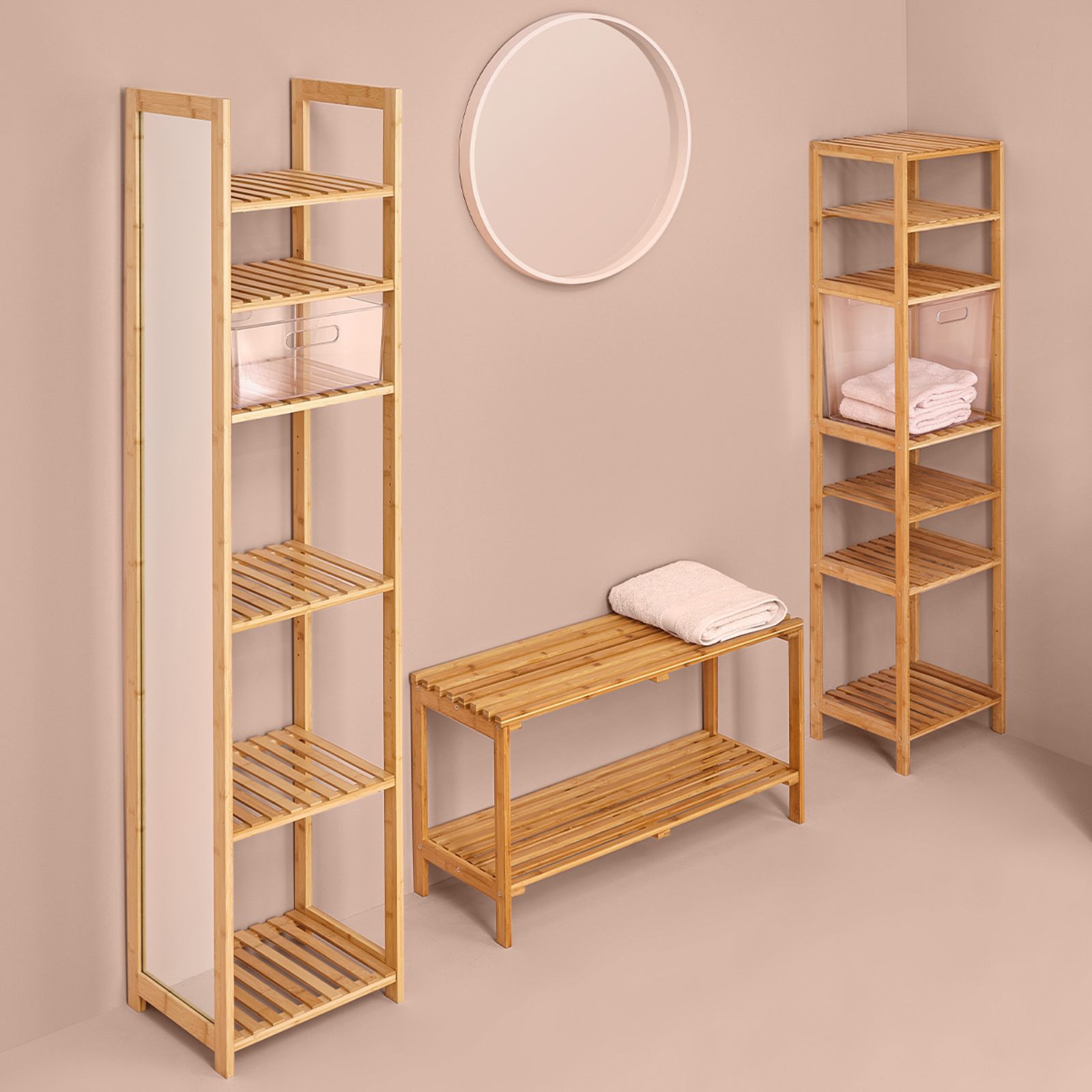 Scaffale da bagno a 4 ripiani in legno bambù H 111 cm- Nami