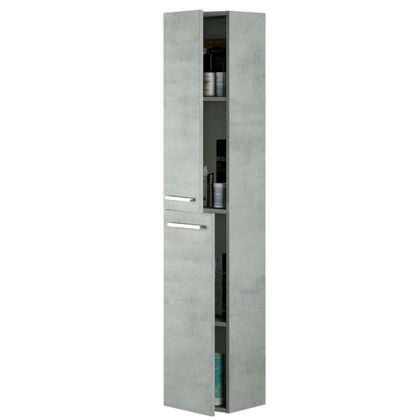 Colonna da bagno sospesa H150 cm 2 ante in legno cemento - Arum