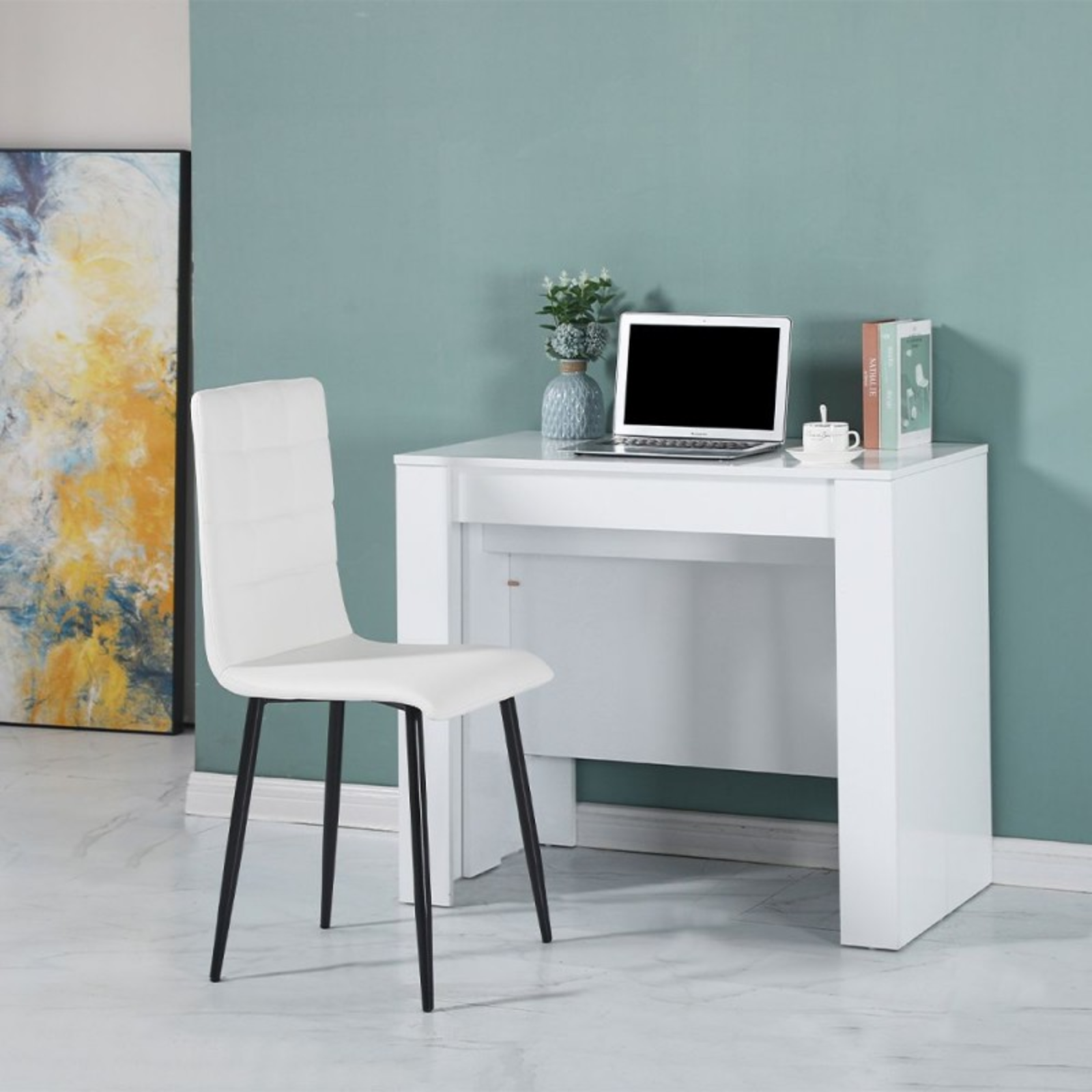 Consolle allungabile 50/300x75h design moderno color bianco in truciolare - Barcellona