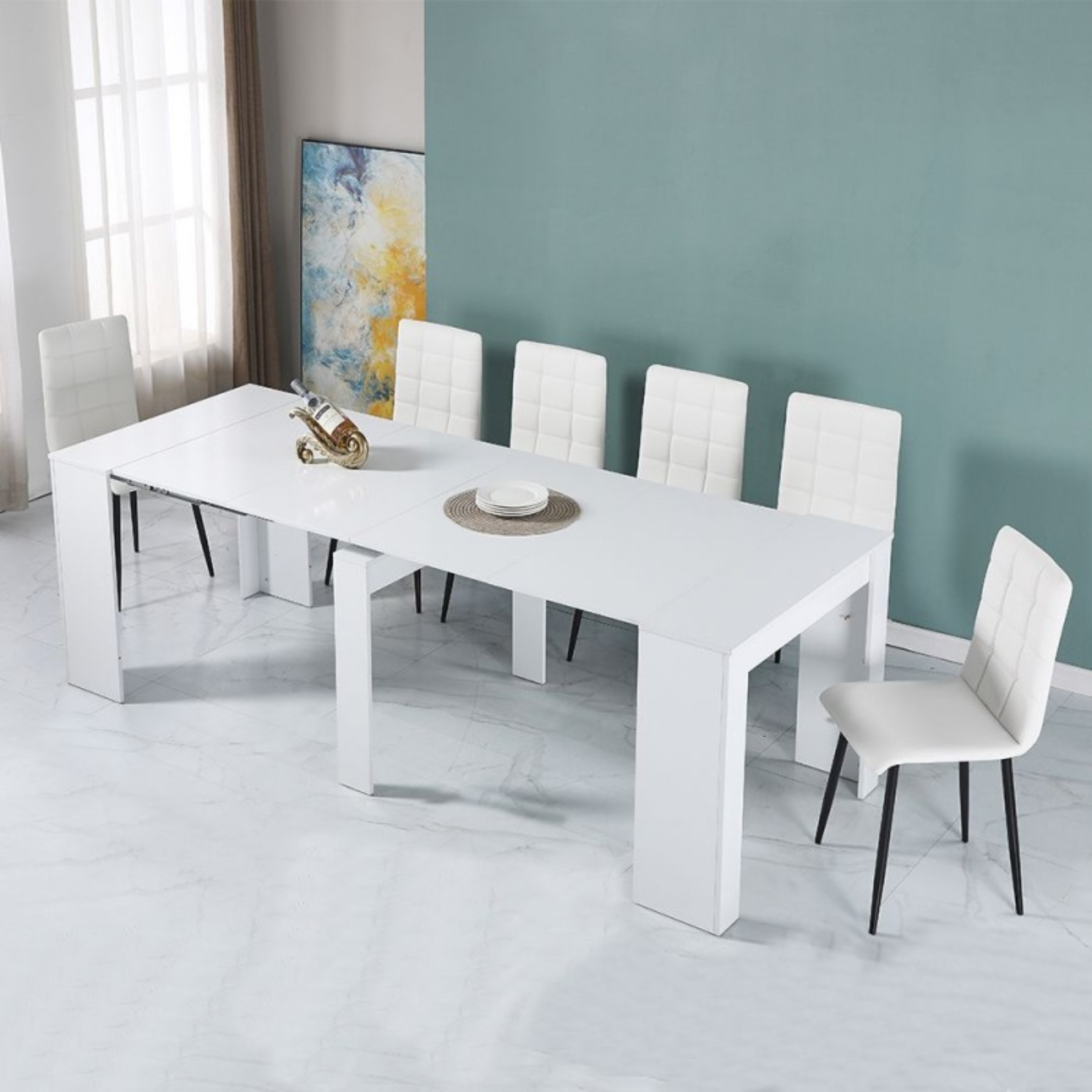 Consolle allungabile 50/300x75h design moderno color bianco in truciolare - Barcellona