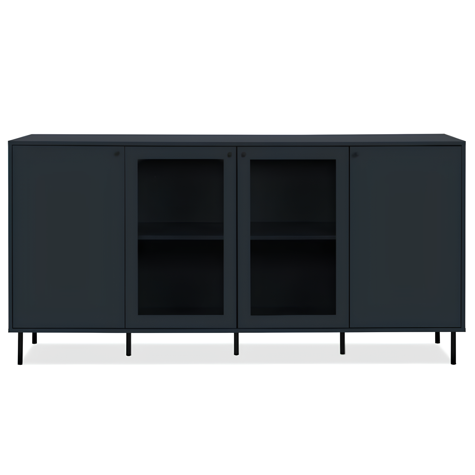 Credenza 180 cm da soggiorno design moderno 2 ante battenti 2 ante vetrinetta blu navy - Caracay