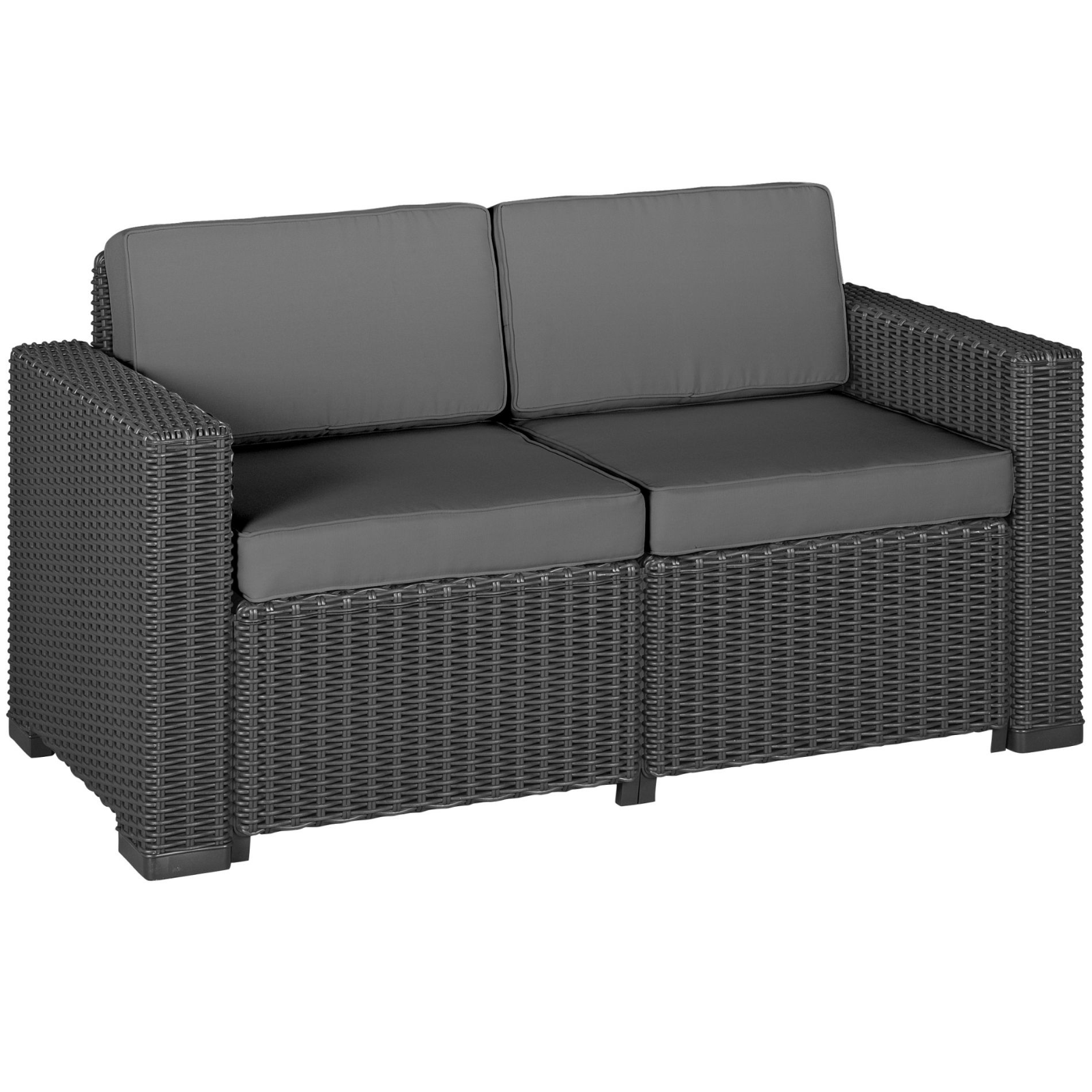 Divano da esterno 2 posti con cuscini in resina antiurto rattan graphite - California