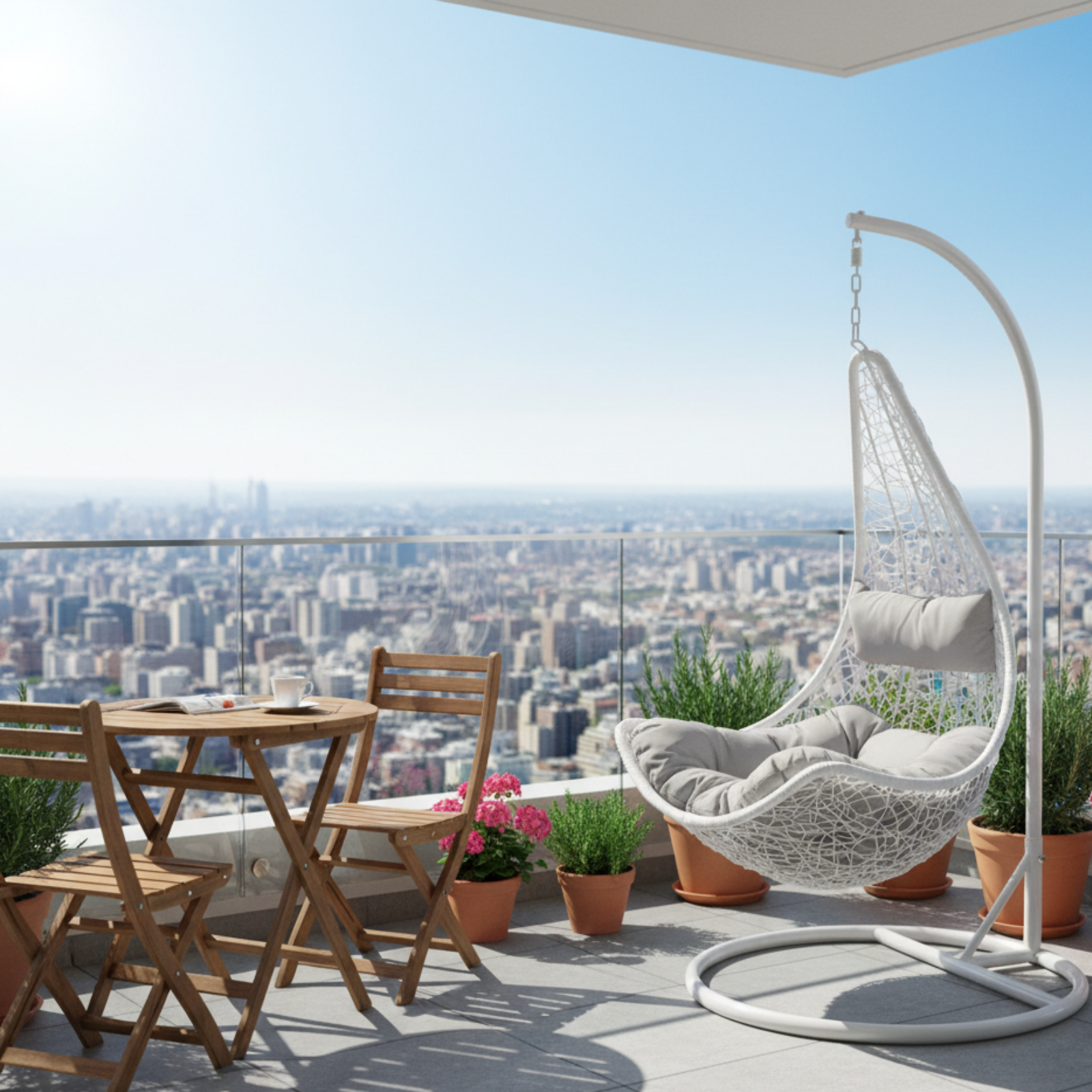 Dondolo ovetto da esterno in metallo tortora con cuscini seduta e schienale imbottiti - Ponna