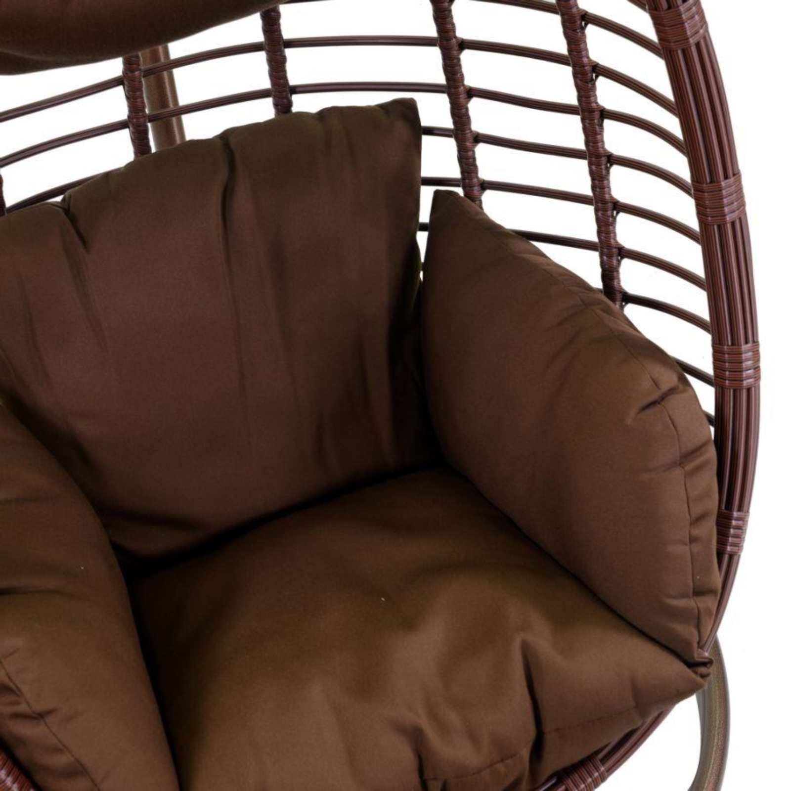 Dondolo pensile sospeso in polyrattan marrone con cuscino imbottito e supporto - Austin