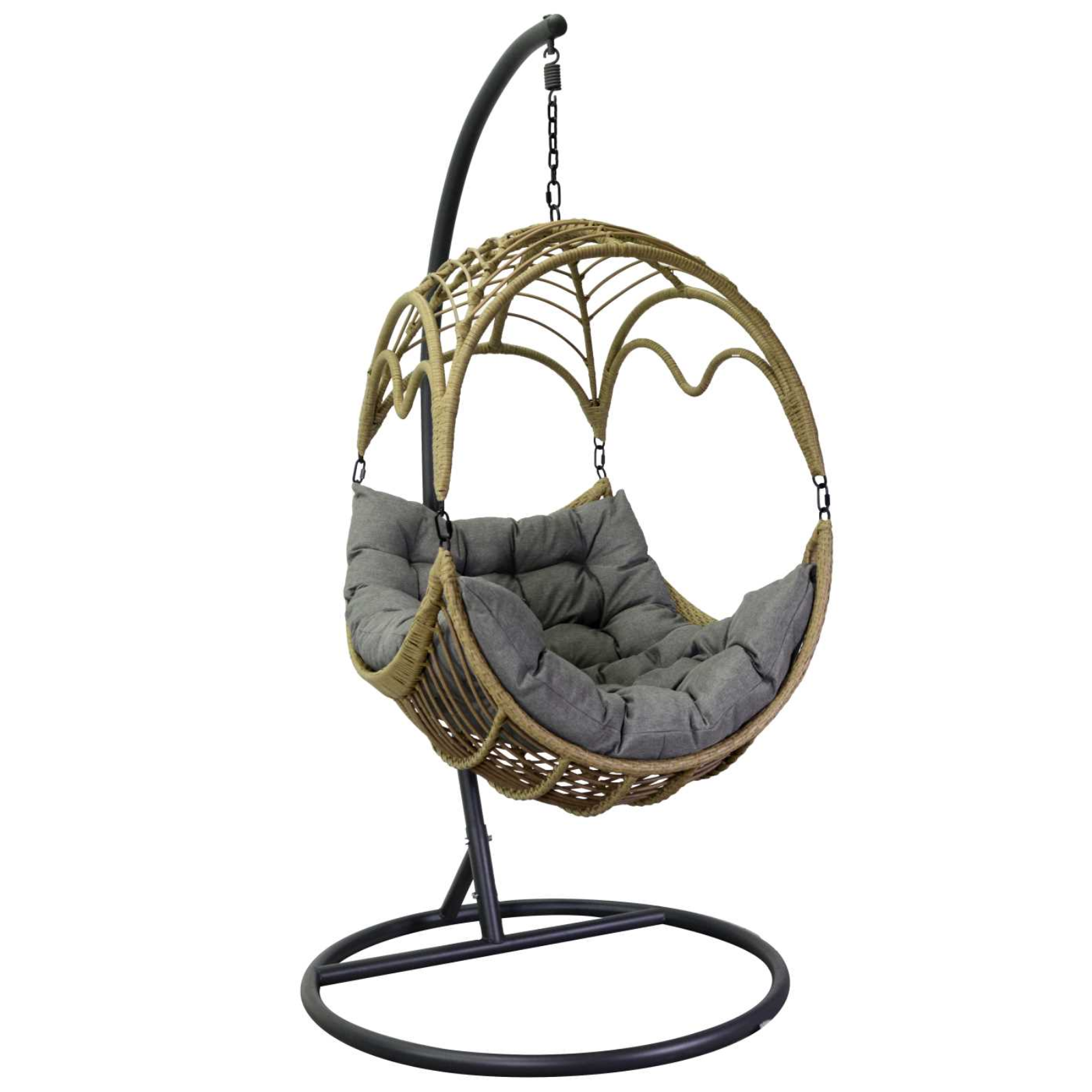 Dondolo pensile design moderno in polyrattan con supporto in metallo nero - Arrilingotm