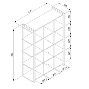 Libreria moderna da parete soggiorno o cameretta a 12 cubi color quercia e antracite