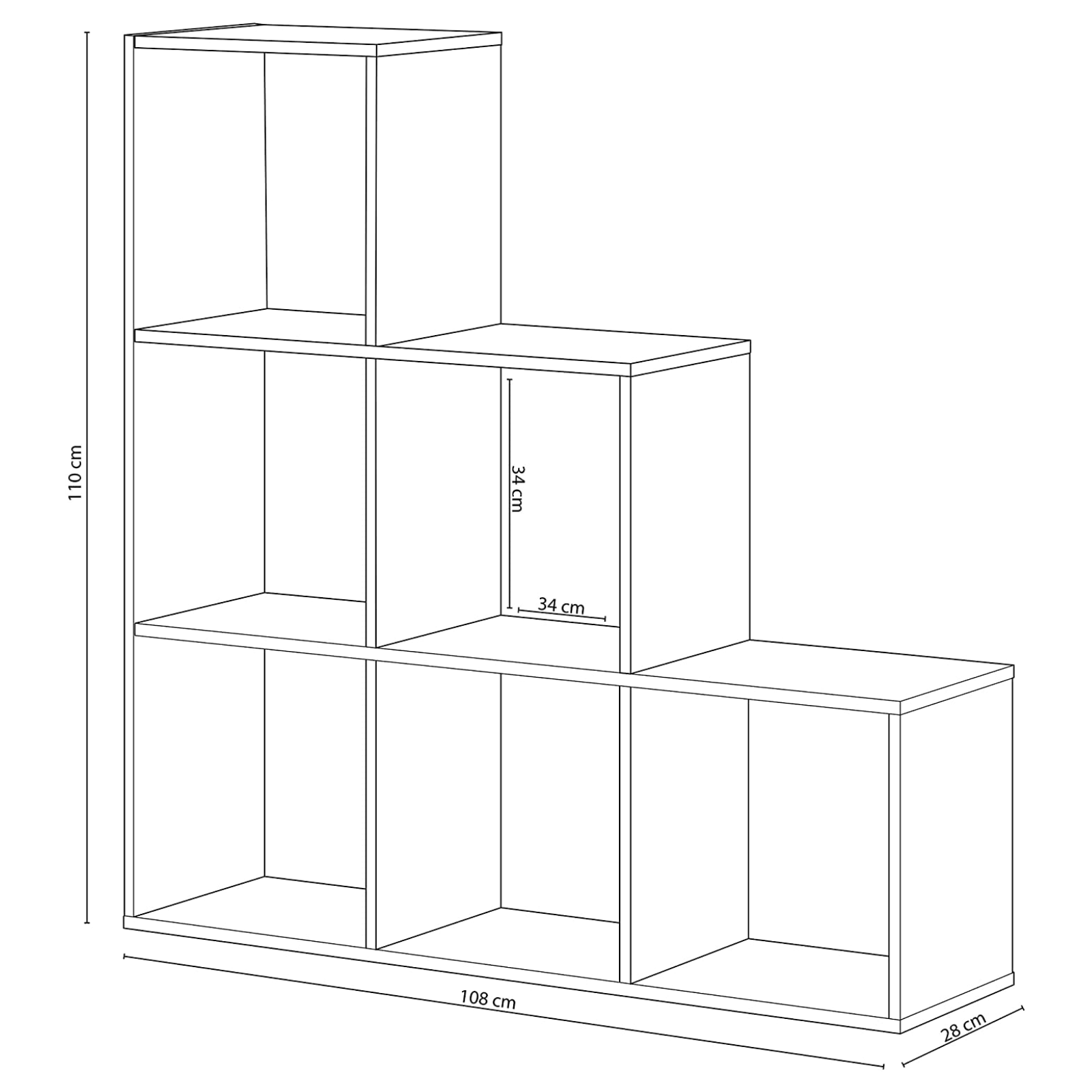 Libreria a cubi 116cm in legno design moderno colore bianco consumato -  Bergamo