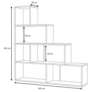 Libreria design moderno "Alis" a scala color beton con bordi in abs